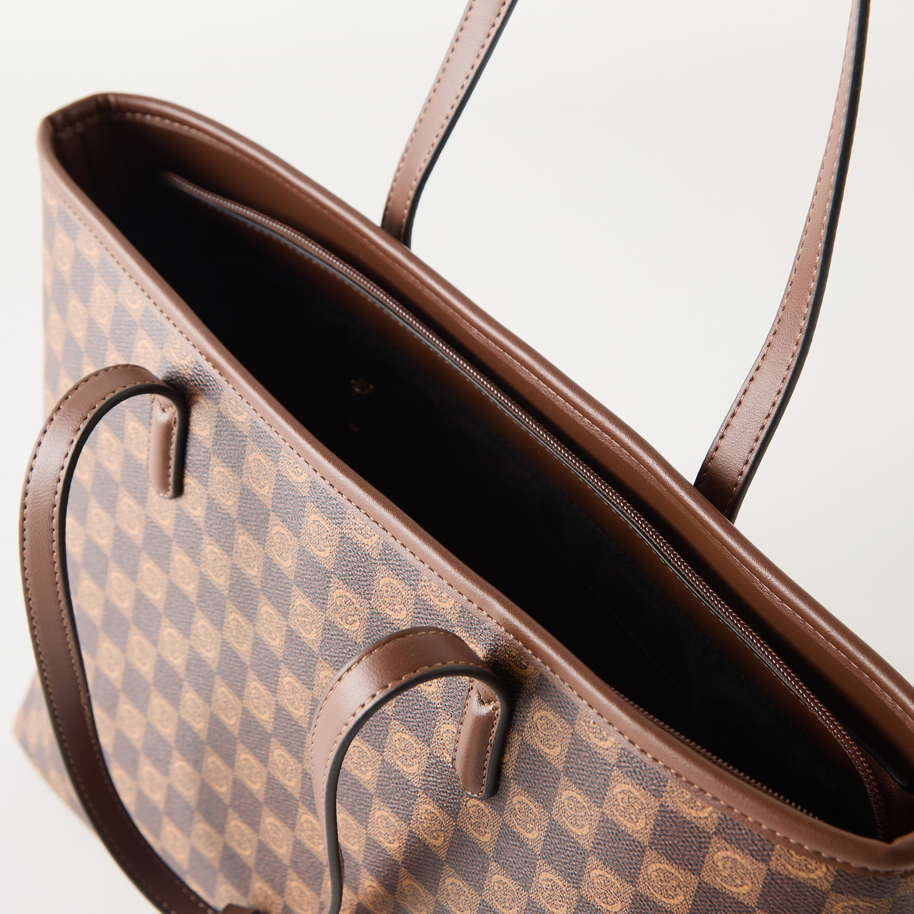 Sasha All-Over Logo Print Tote Bag with Double Handle and Zip Closure-women-bagsandwallets-handbags-image-4