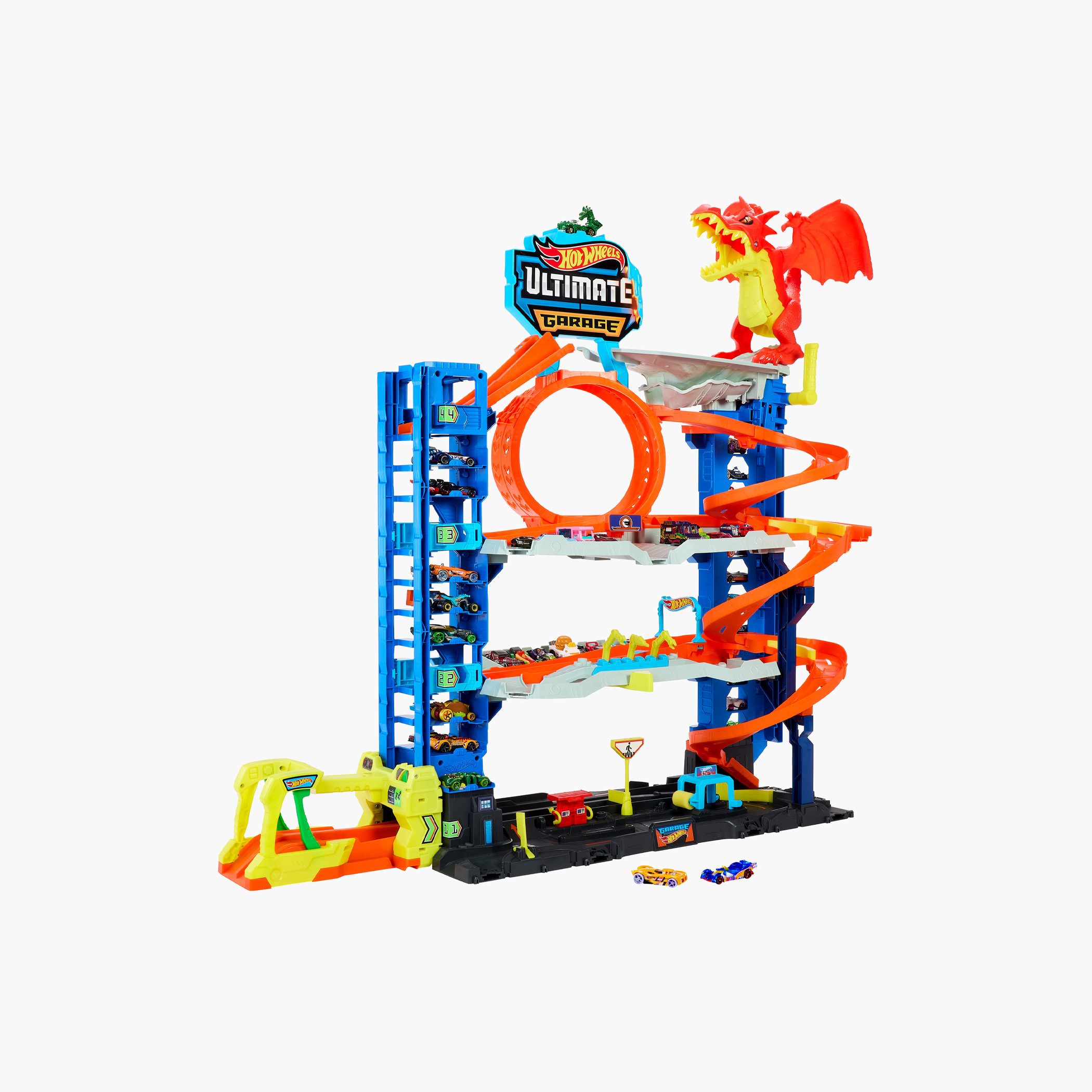 Hot Wheels City Ultimate Garage Track Set with 2 Die-Cast Toy Cars & Car-Eating Dragon, 4 Levels-toys-playvehicles-vehicleplaysets-image-1