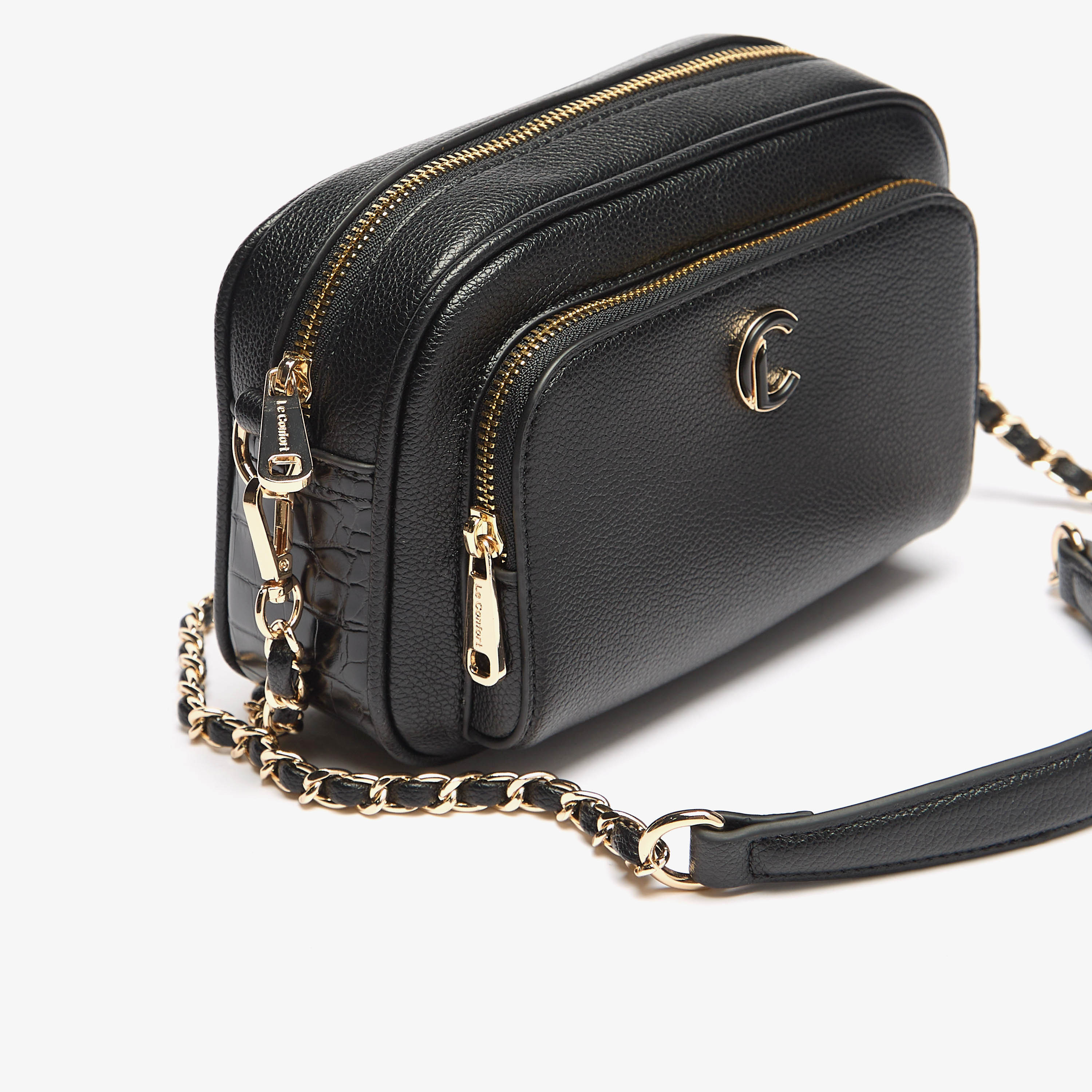 Le Confort Solid Crossbody Bag with Zip Closure and Chain Strap-women-bagsandwallets-handbags-image-4