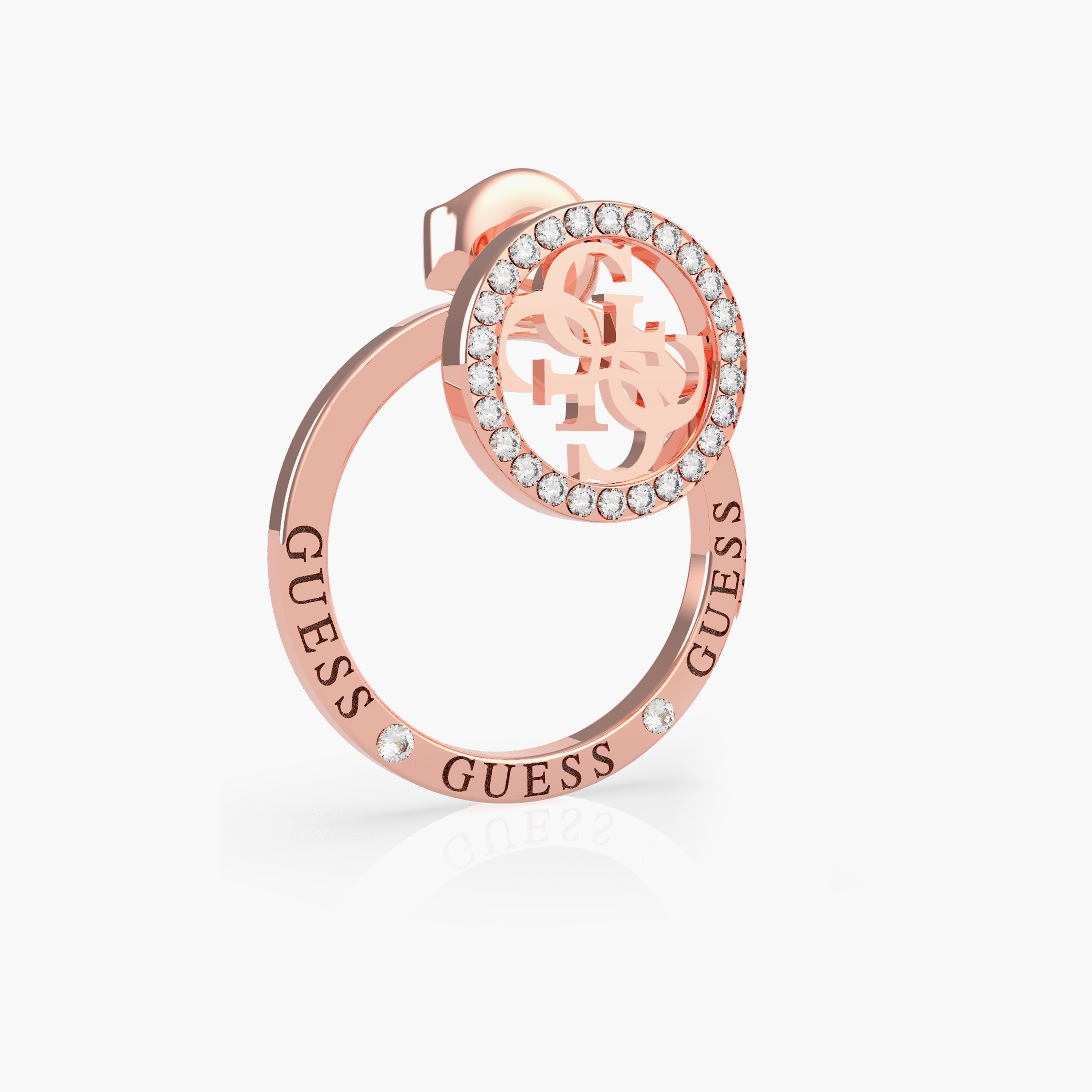 Guess Rose Gold Equilibre Stud Earrings | JUBE79096JW-women-watchesandjewellery-jewellery-earrings-image-2