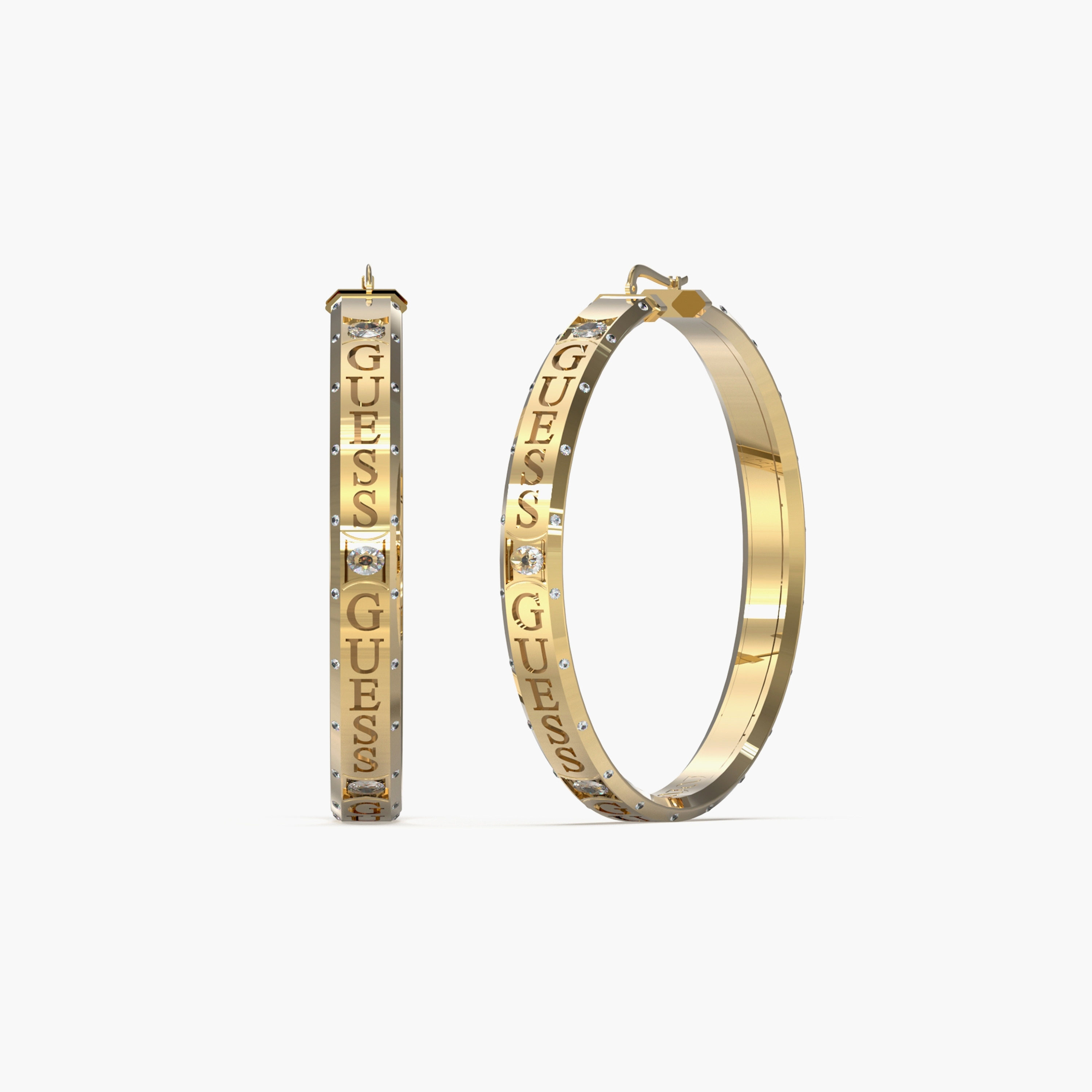 Guess Gold Just Hoop Earrings | JUBE03114JW-women-watchesandjewellery-jewellery-earrings-image-1