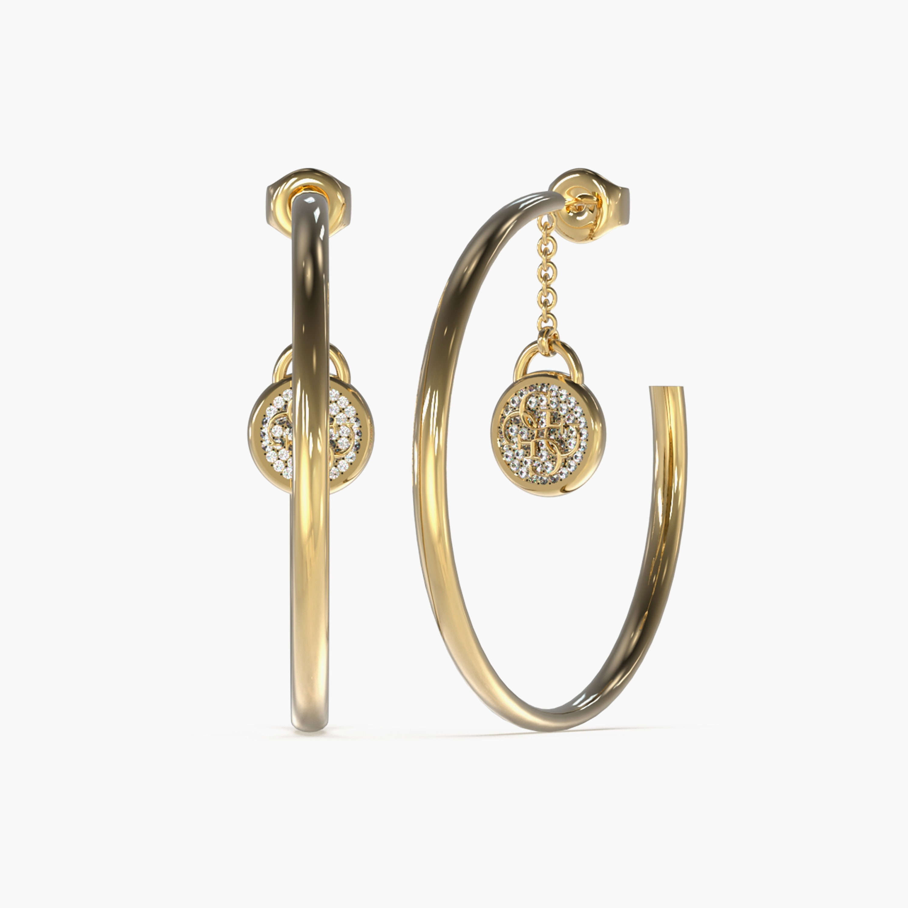 Guess Gold Dreaming Hoop Earrings | JUBE03128JW-women-watchesandjewellery-jewellery-earrings-image-1