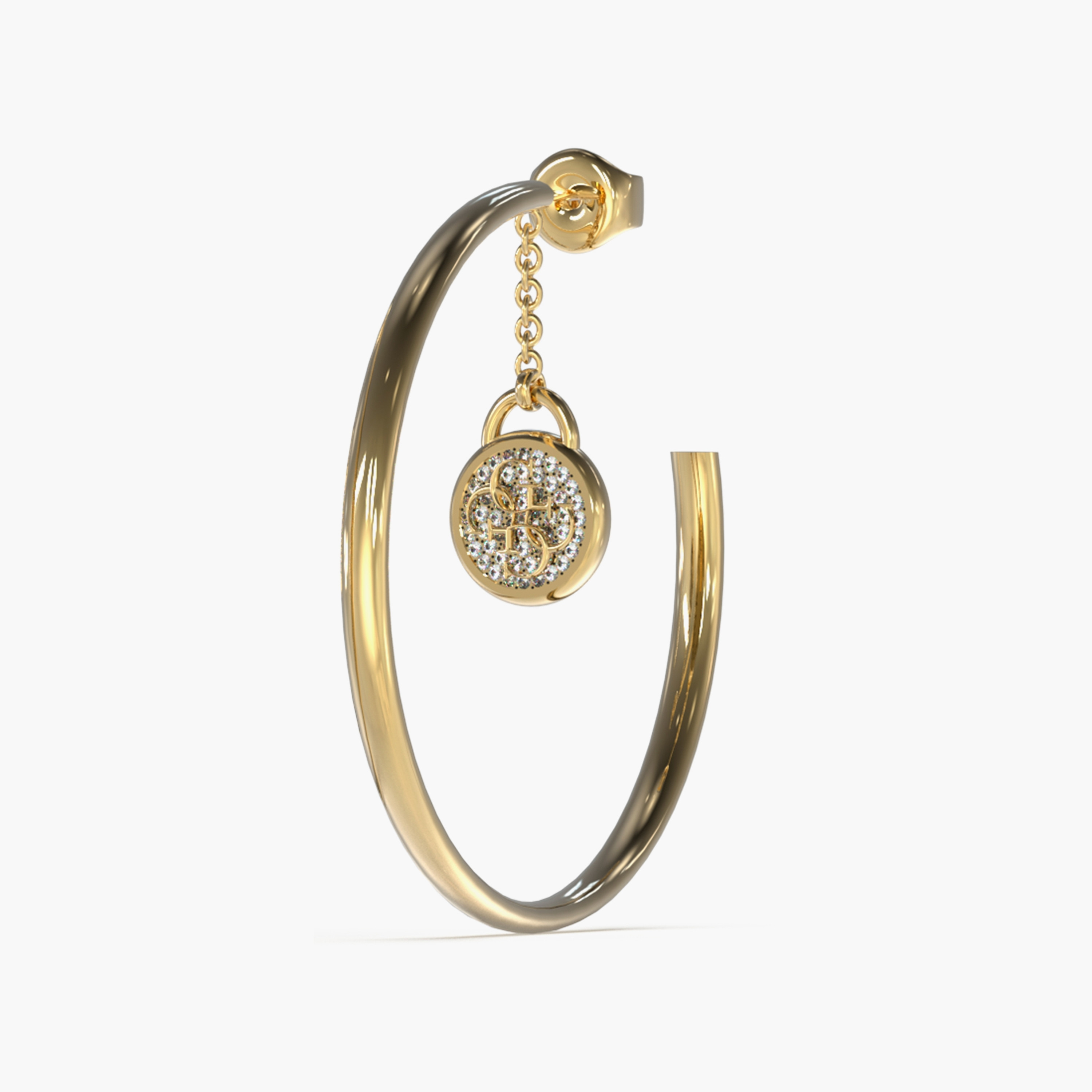 Guess Gold Dreaming Hoop Earrings | JUBE03128JW-women-watchesandjewellery-jewellery-earrings-image-2
