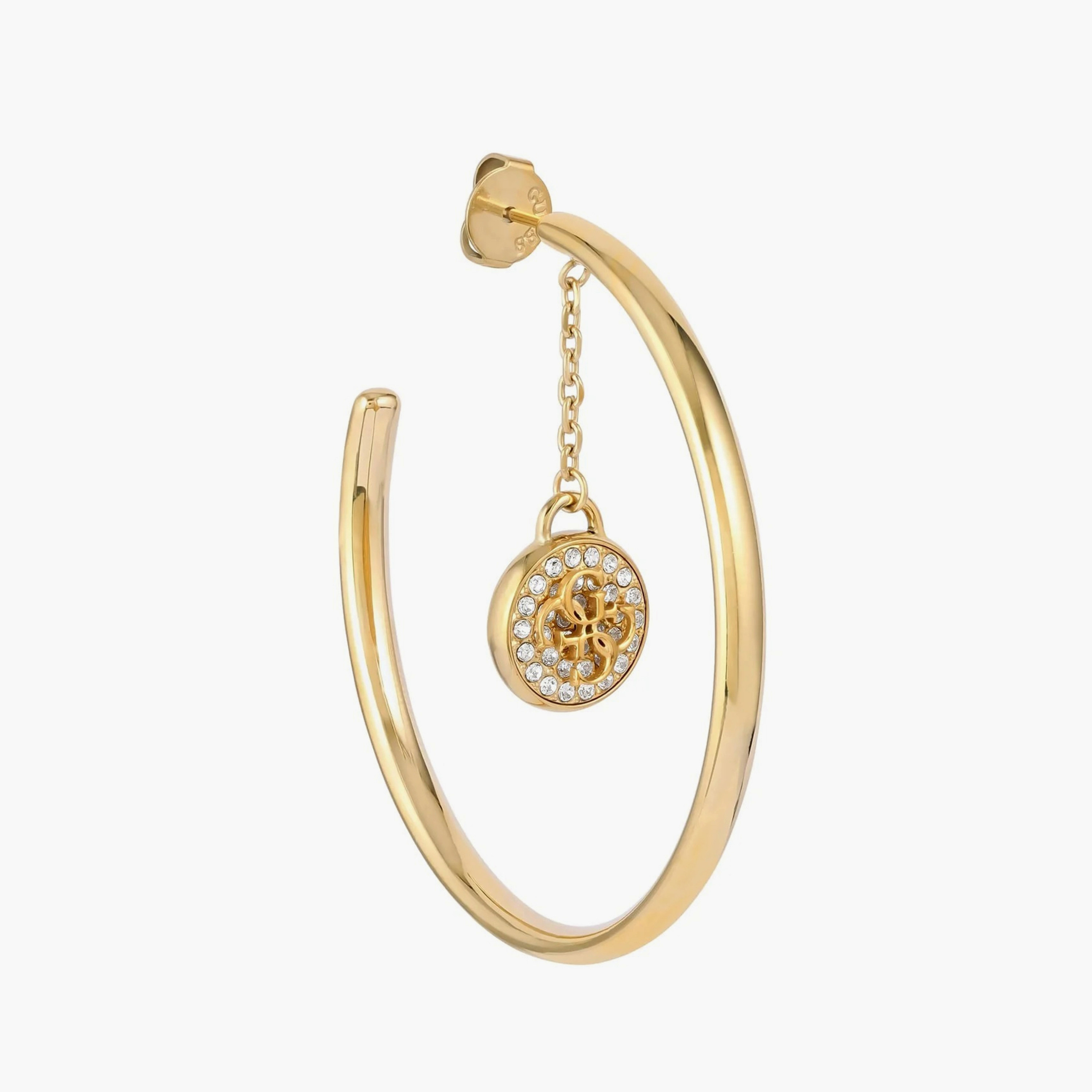 Guess Gold Dreaming Hoop Earrings | JUBE03128JW-women-watchesandjewellery-jewellery-earrings-image-3