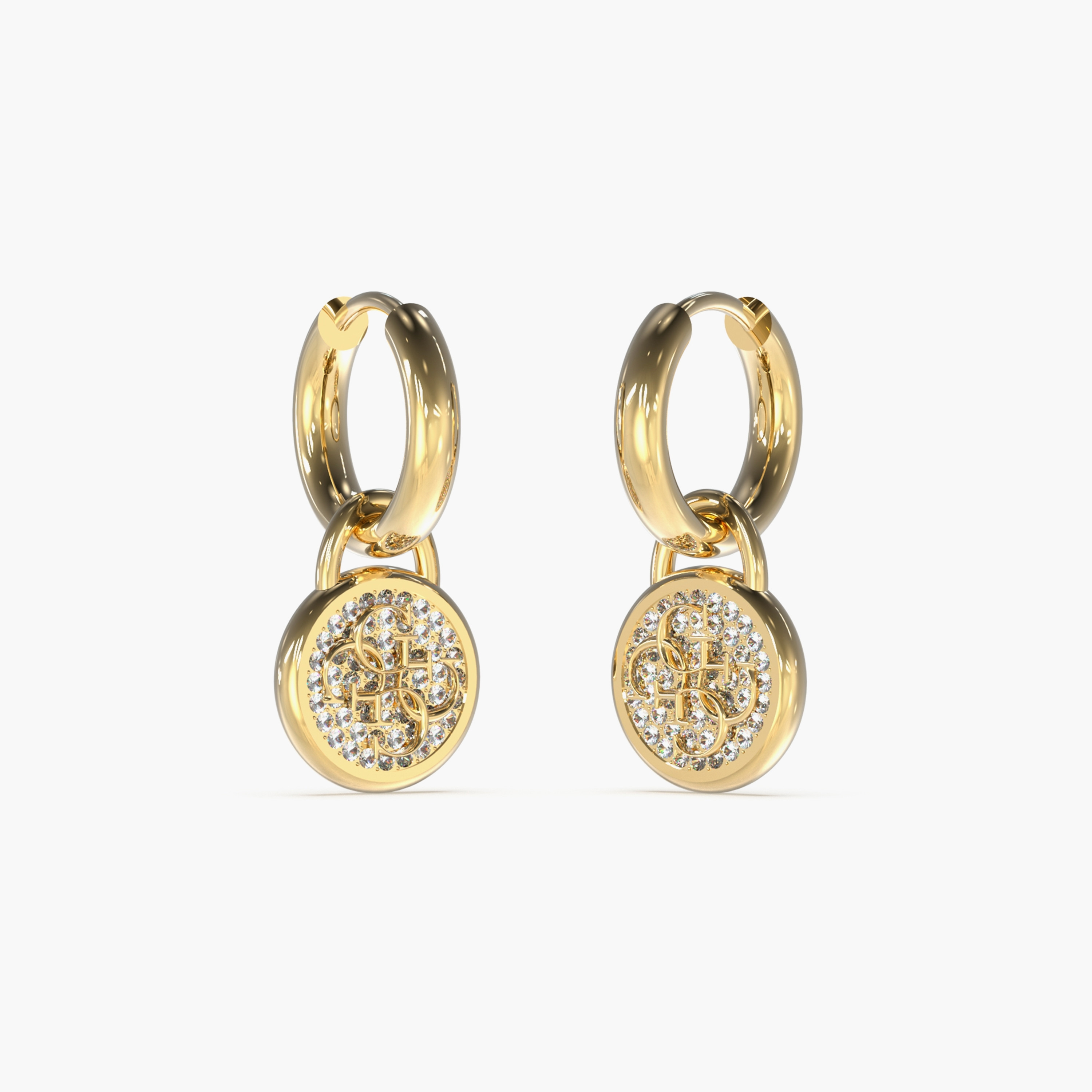 Guess Gold Dreaming Huggies Hoop Earrings | JUBE03131JW-women-watchesandjewellery-jewellery-earrings-image-1