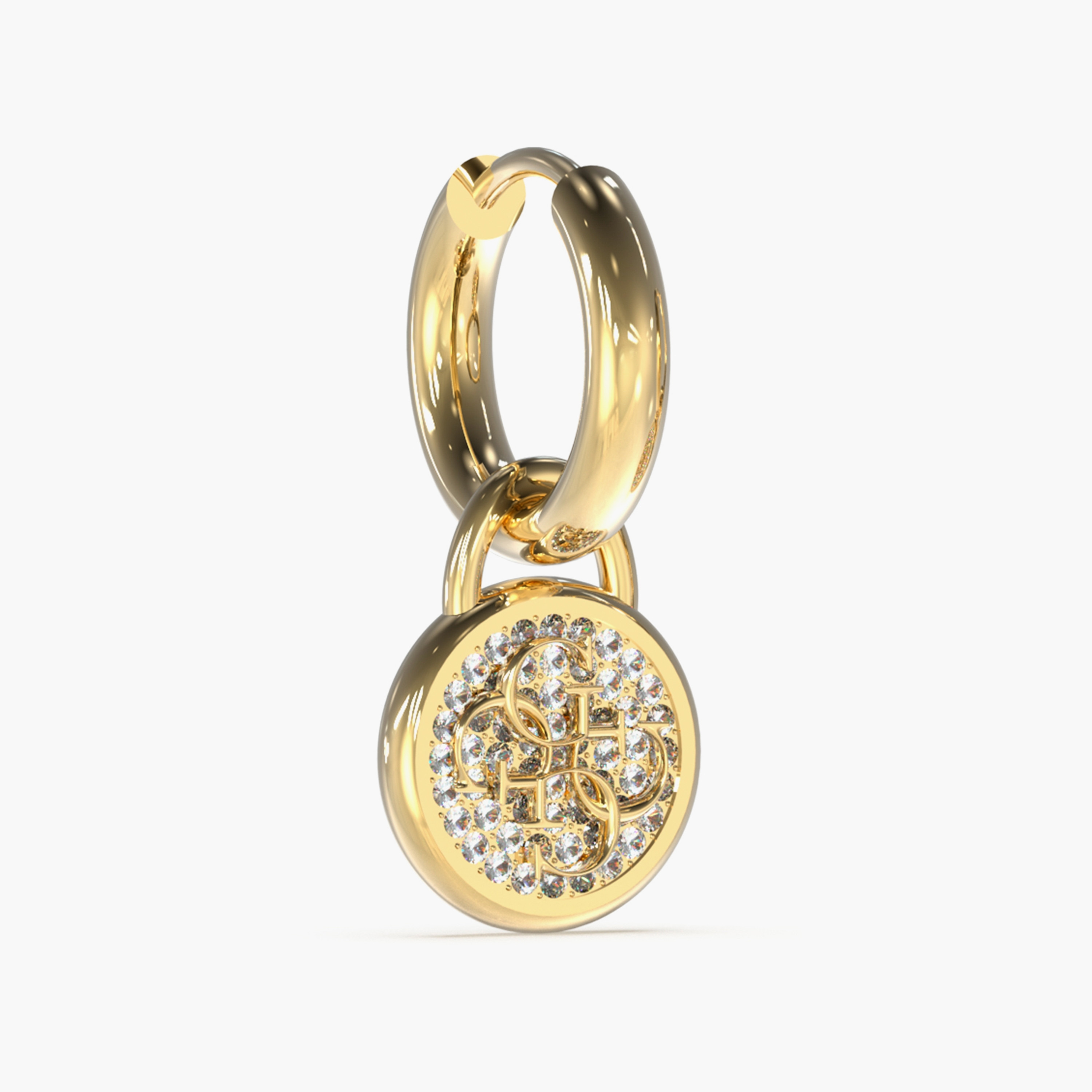 Guess Gold Dreaming Huggies Hoop Earrings | JUBE03131JW-women-watchesandjewellery-jewellery-earrings-image-2