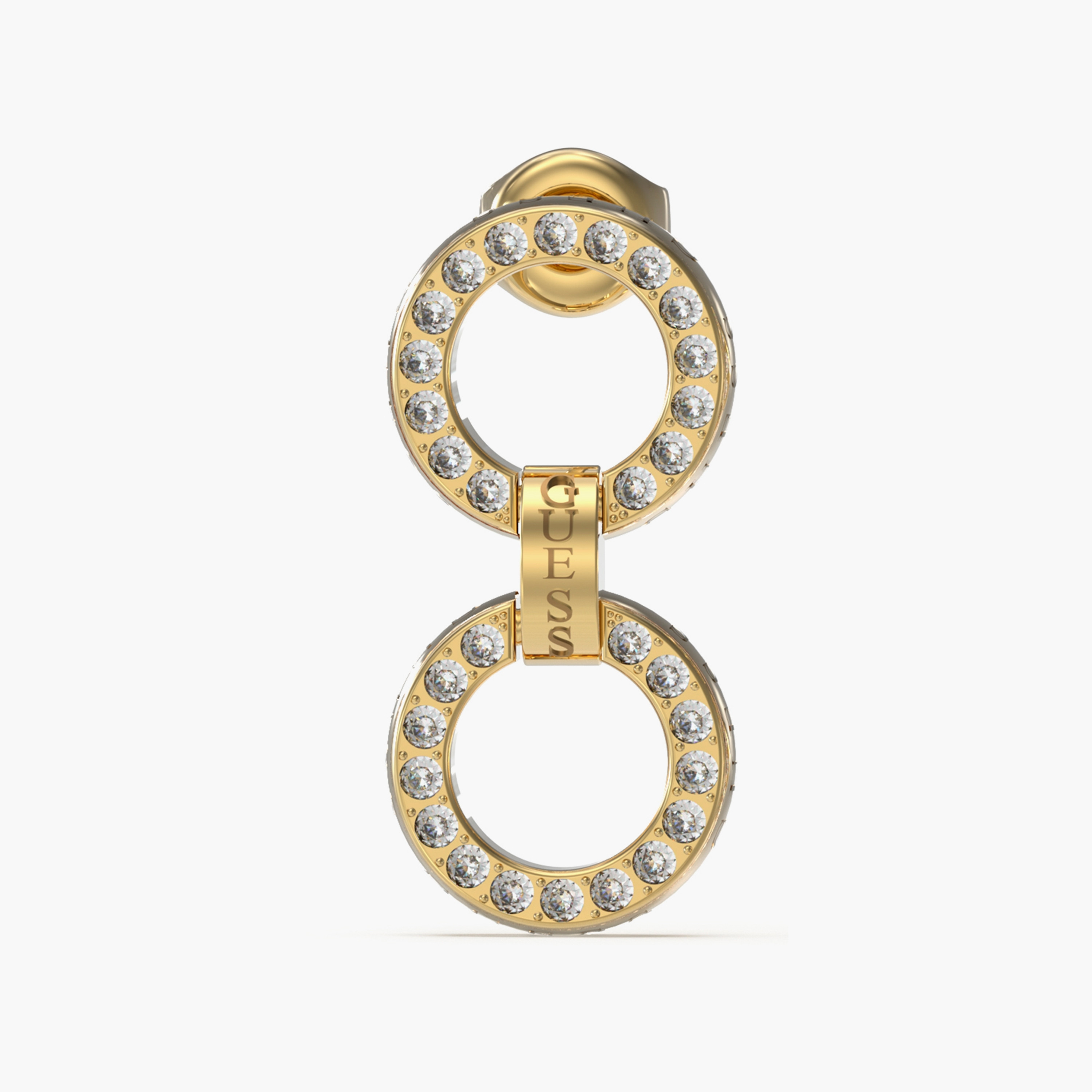 Guess Gold Circle Lights Drop Earrings | JUBE03166JW-women-watchesandjewellery-jewellery-earrings-image-2
