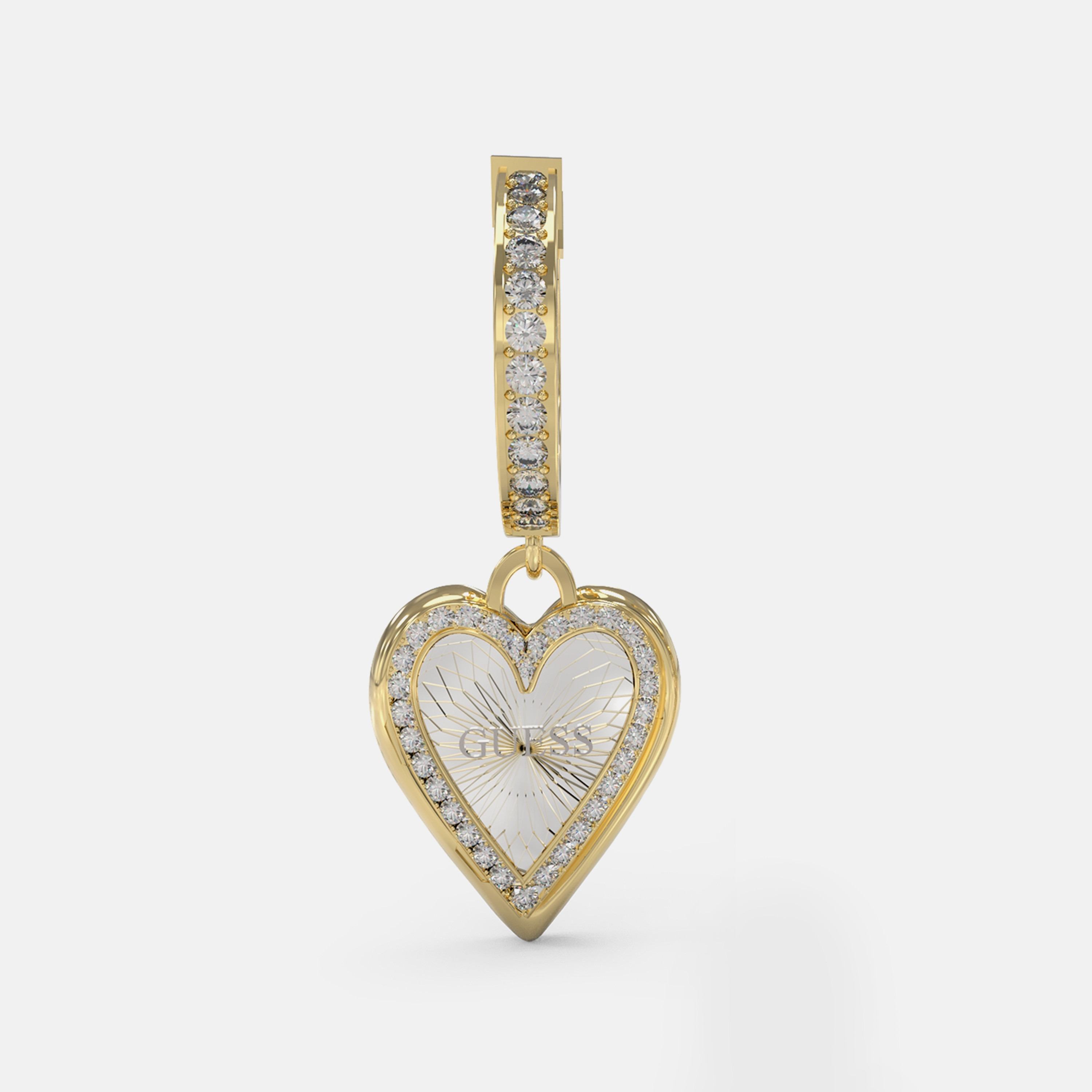 Guess Gold Love Me Tender Heart Huggies Hoop Earrings | JUBE03239JW-women-watchesandjewellery-jewellery-earrings-image-2