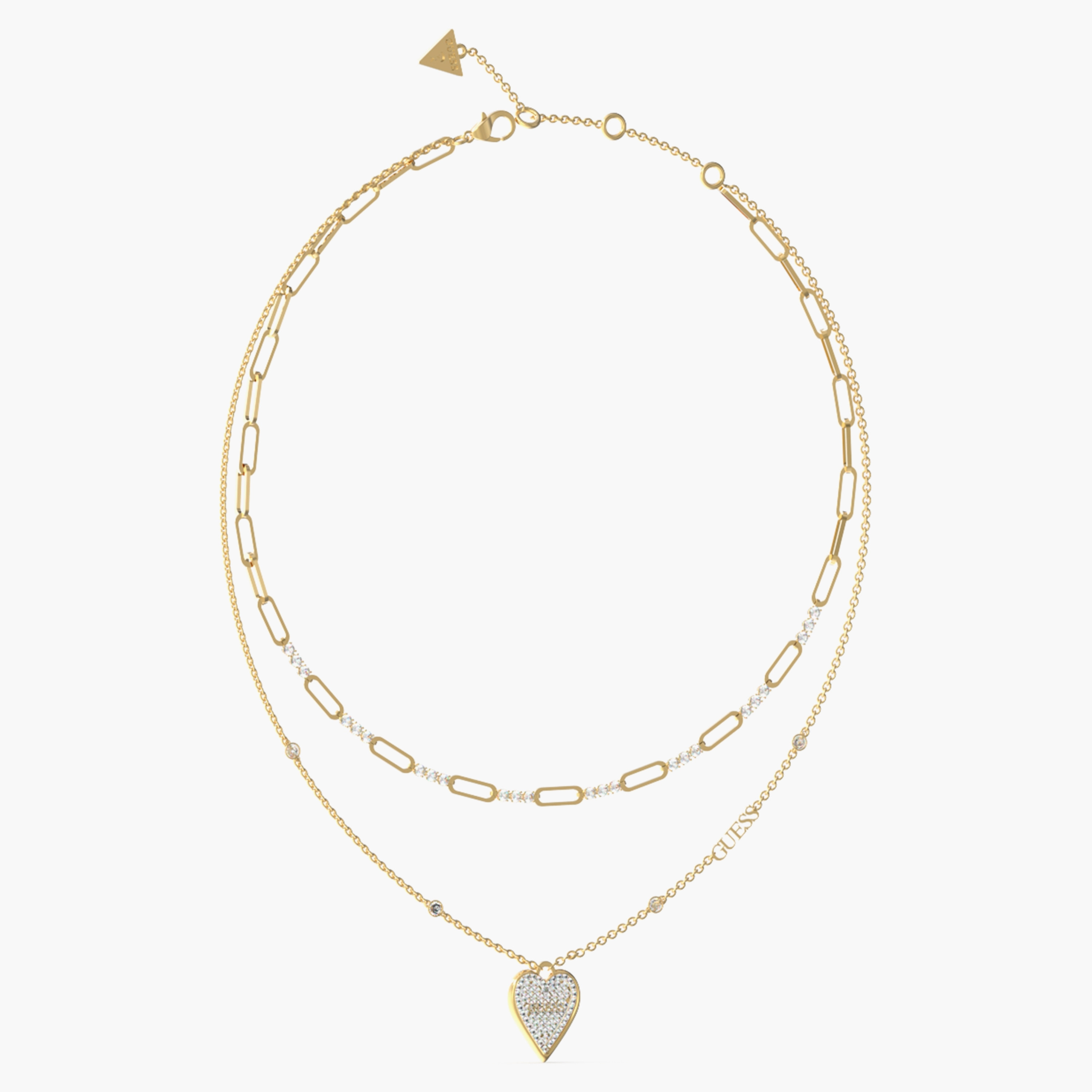 قلادة ذات لاف مي تيندر دبل تشين من جيس بلون ذهبي | JUBN03244JW-women-watchesandjewellery-jewellery-necklacesandpendants-image-1