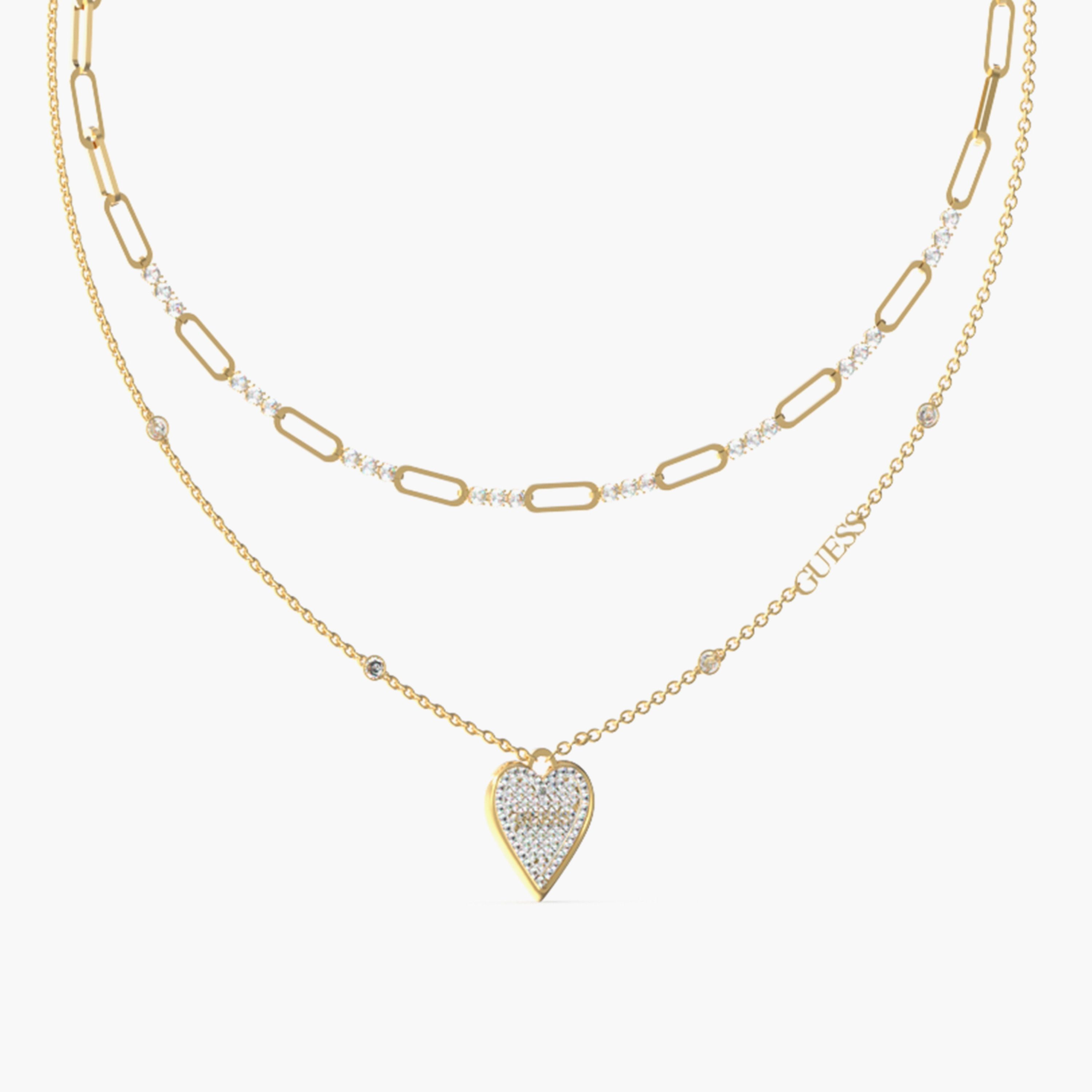 قلادة ذات لاف مي تيندر دبل تشين من جيس بلون ذهبي | JUBN03244JW-women-watchesandjewellery-jewellery-necklacesandpendants-image-2