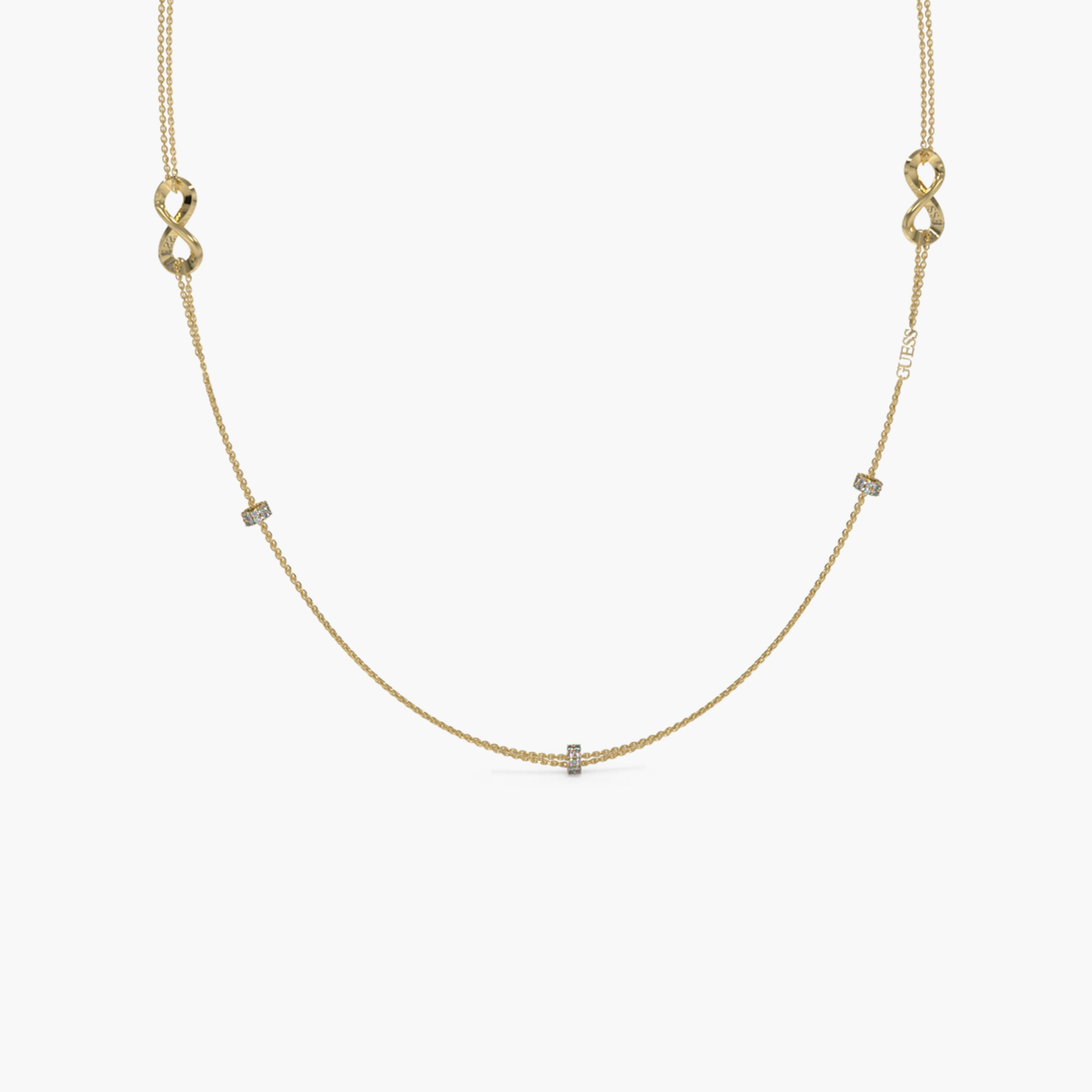 Guess Gold Endless Dream Double Infinity Chain Necklace | JUBN03260JW-women-watchesandjewellery-jewellery-necklacesandpendants-image-2