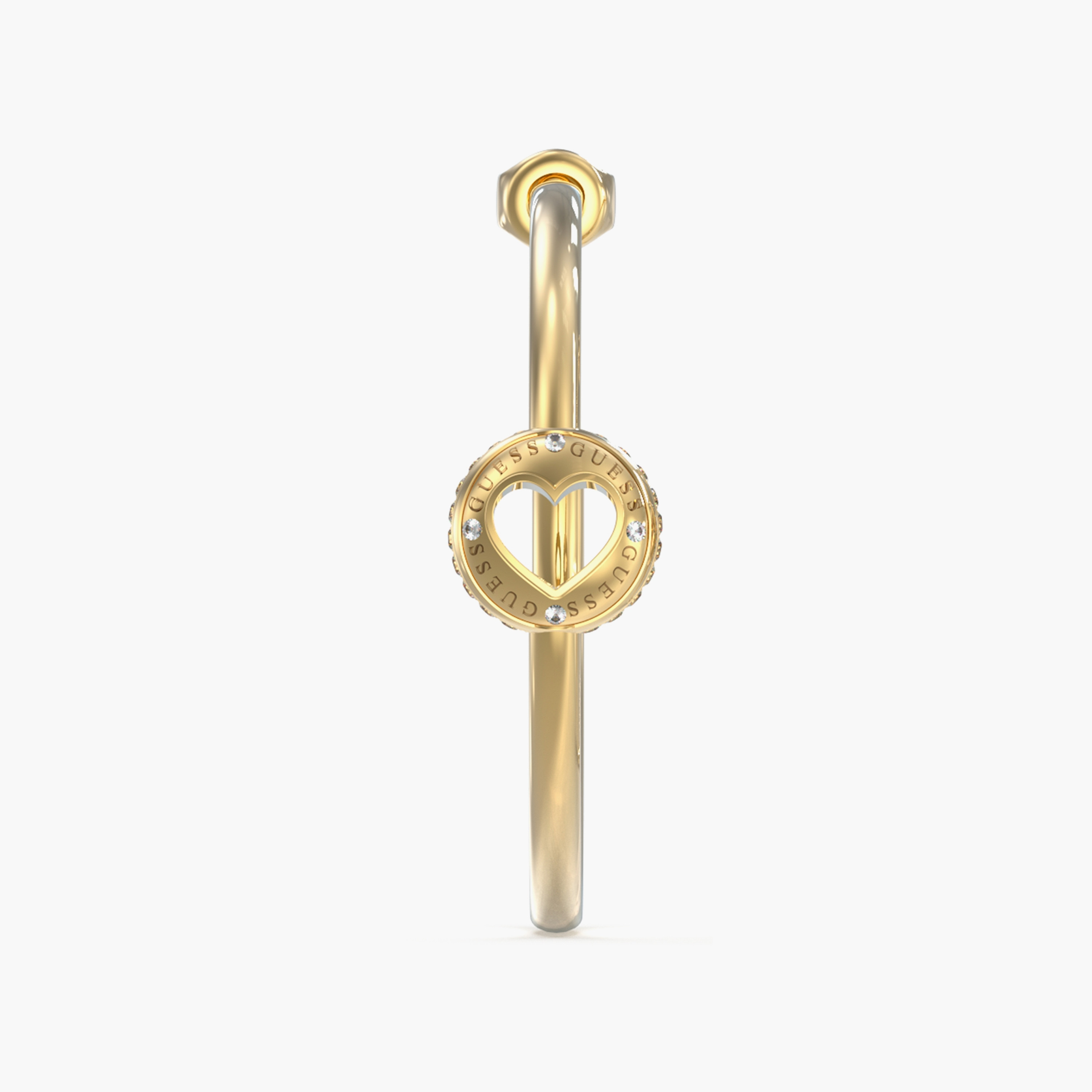 Guess Gold Rolling Hearts Rolling Heart Hoops | JUBE03346JW-women-watchesandjewellery-jewellery-earrings-image-2