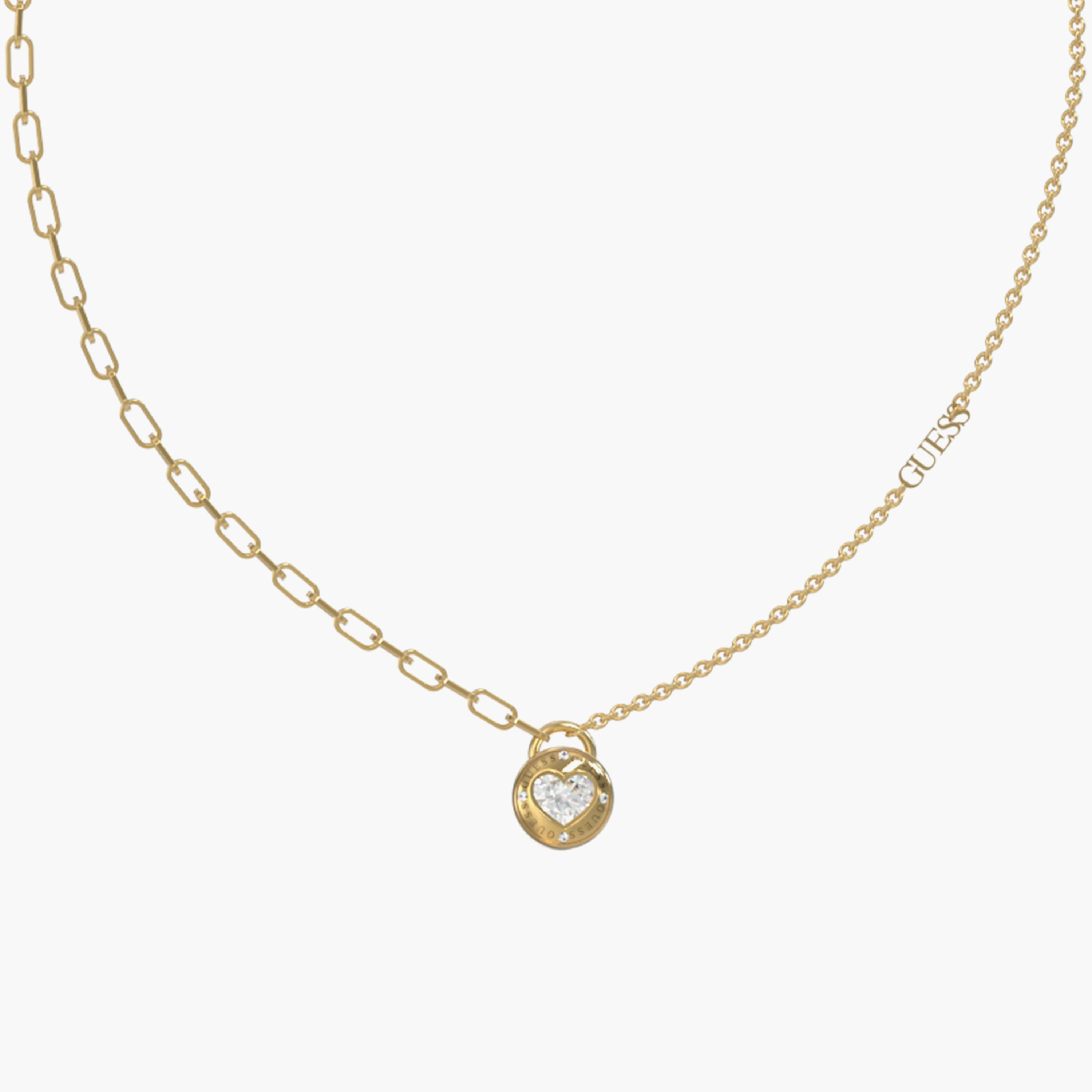 Guess Rolling Hearts Half Round Chain Necklace | JUBN03350JW-women-watchesandjewellery-jewellery-necklacesandpendants-image-2