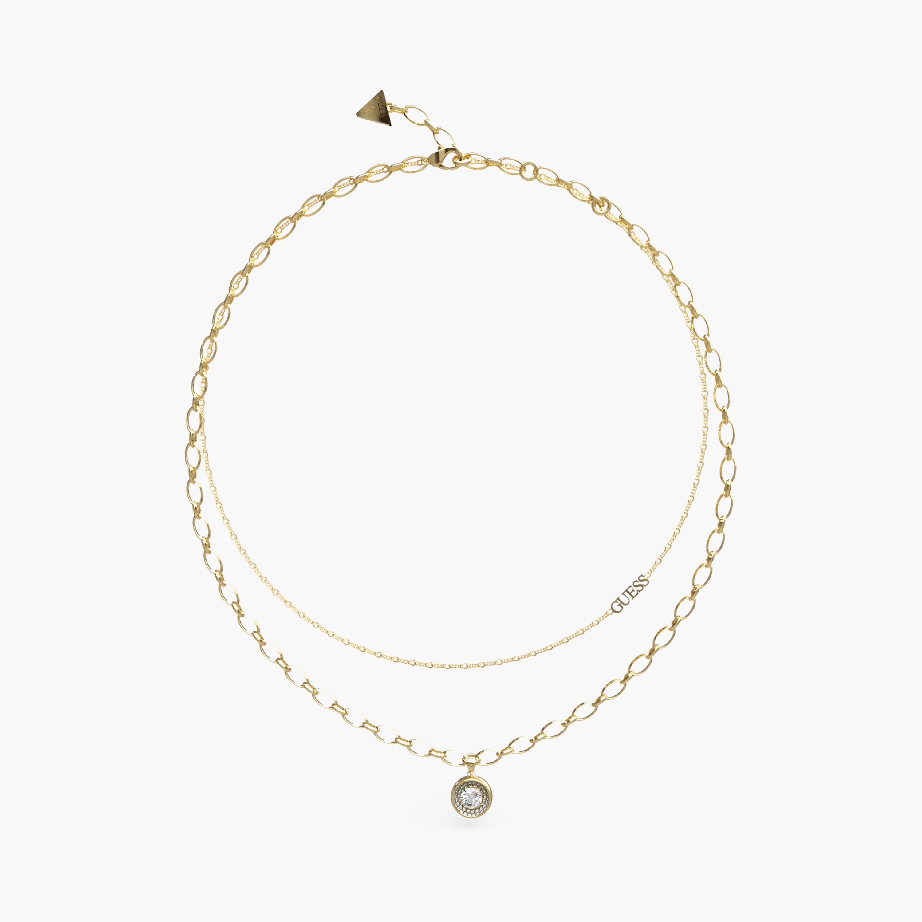 قلادة يونيك سوليتير بسلسلة مزدوجة بلون ذهبي من جيس | JUBN03395JW-women-watchesandjewellery-jewellery-necklacesandpendants-image-1