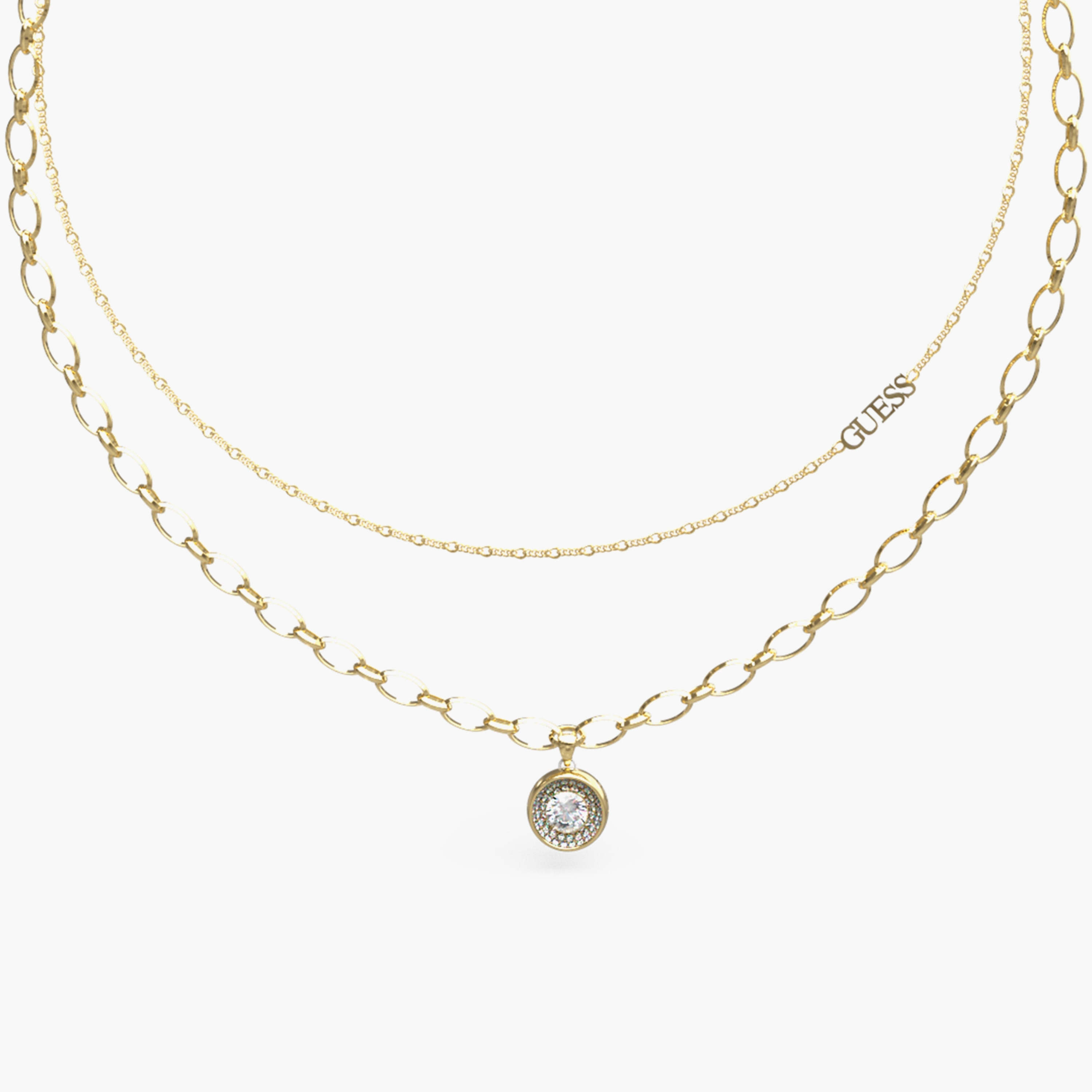 قلادة يونيك سوليتير بسلسلة مزدوجة بلون ذهبي من جيس | JUBN03395JW-women-watchesandjewellery-jewellery-necklacesandpendants-image-2