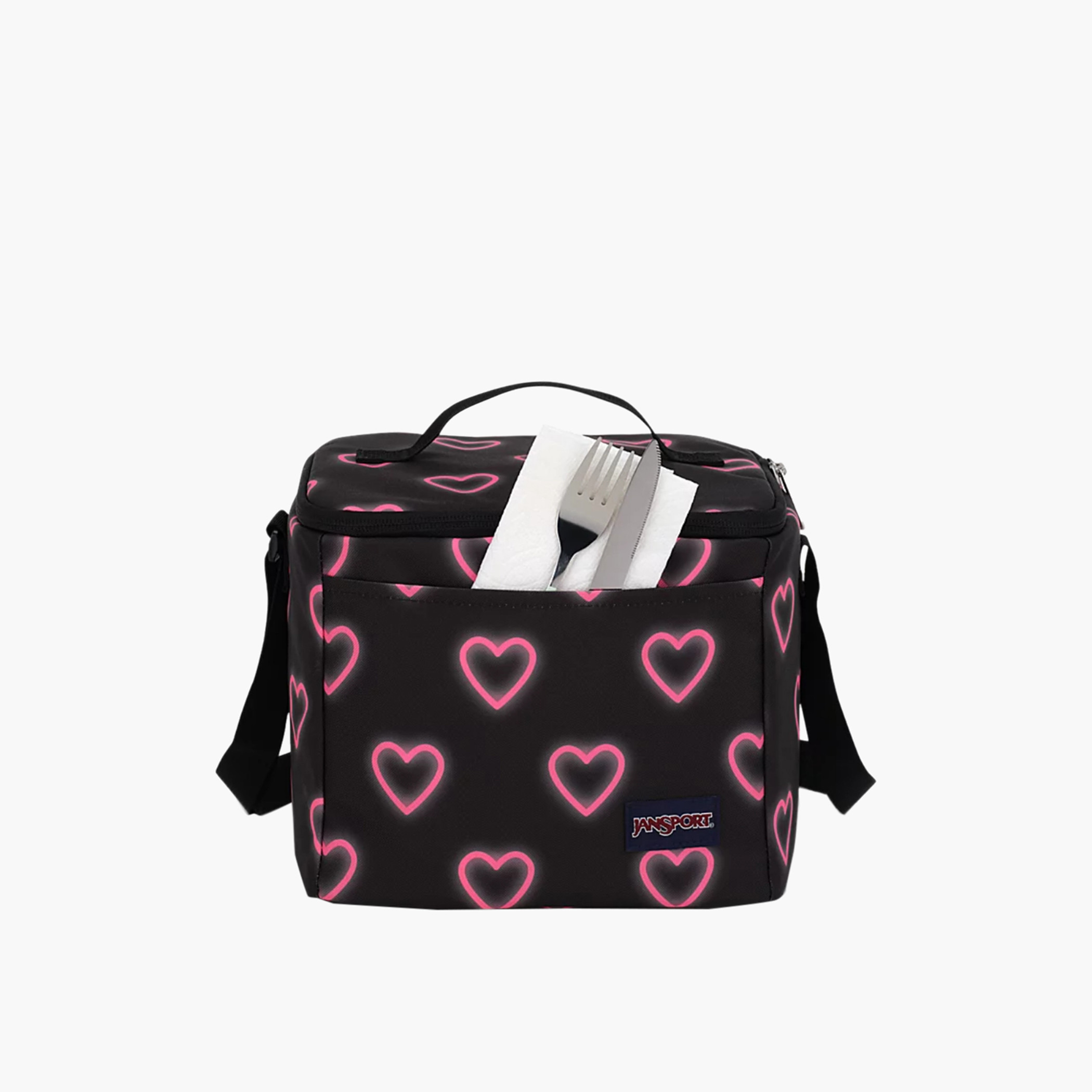 Jansport Heart Print Insulated Lunch Bag with Adjustable Strap and Zip Closure-school-lunchessentials-lunchbags-image-4