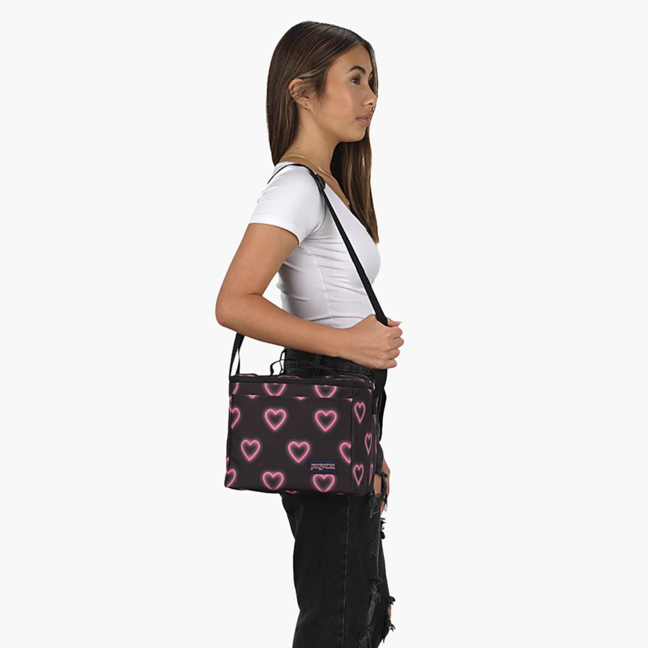 Jansport Heart Print Insulated Lunch Bag with Adjustable Strap and Zip Closure-school-lunchessentials-lunchbags-image-7
