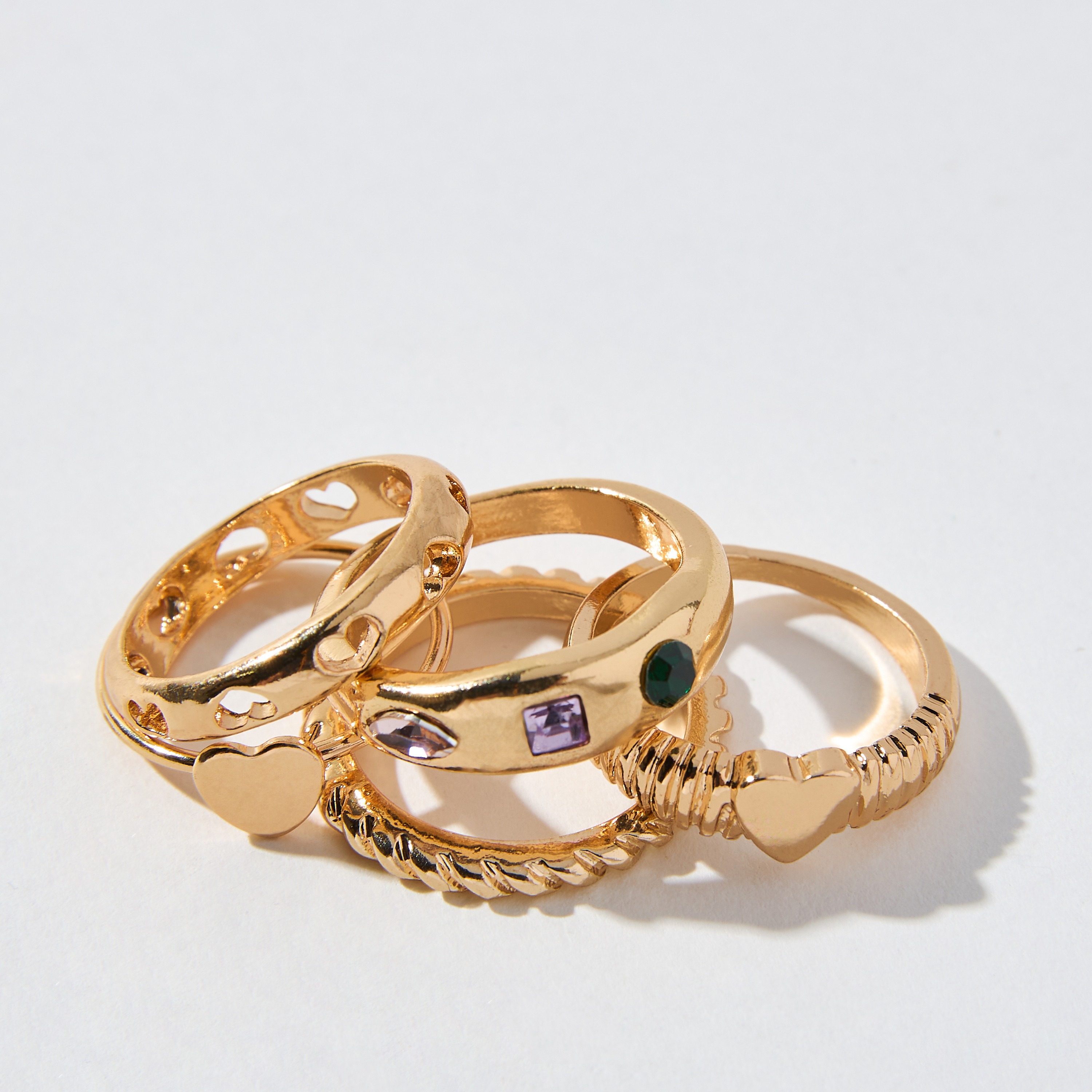 طقم خواتم 5 قطع متنوعة - L-XL-women-watchesandjewellery-jewellery-rings-image-3
