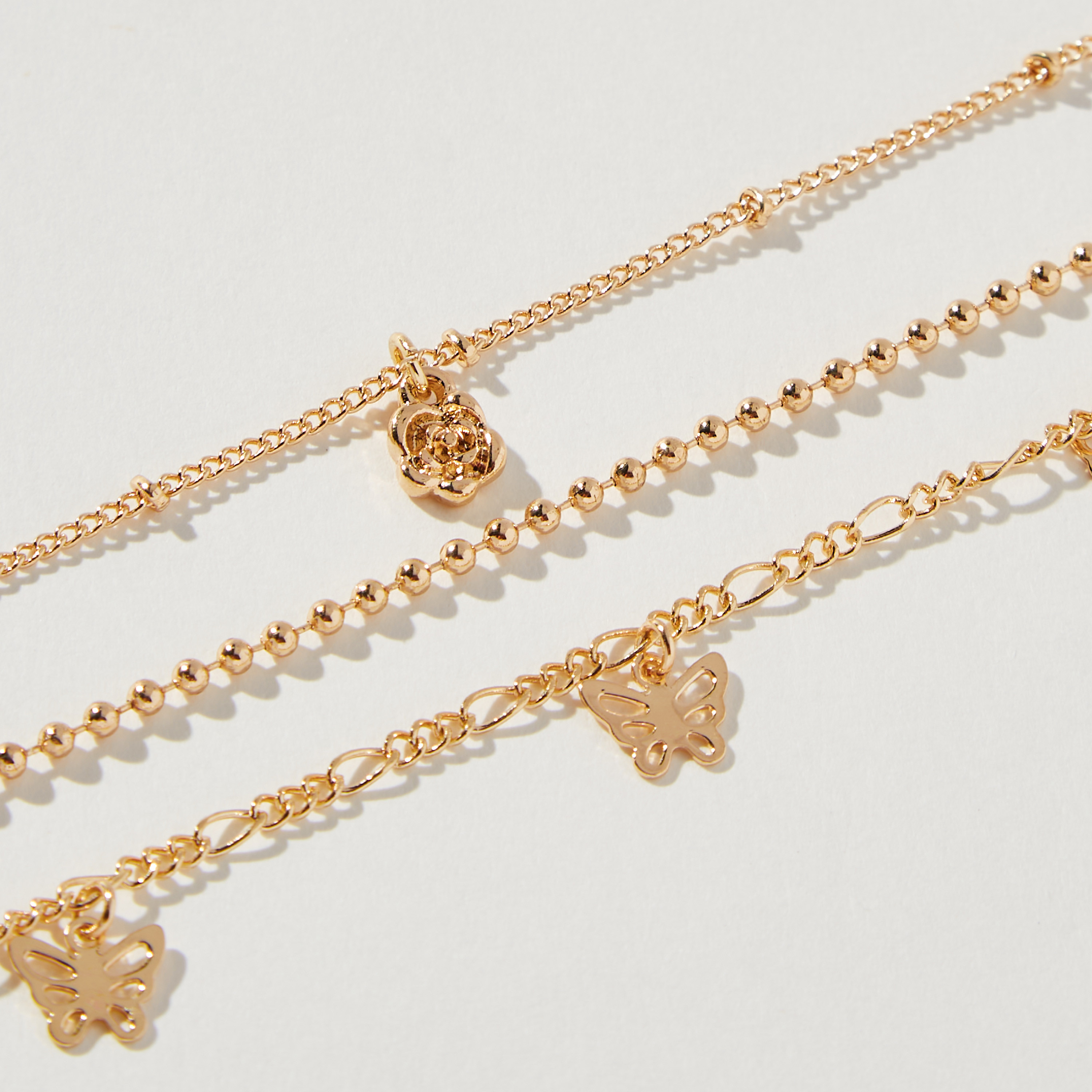 خلاخيل ميتاليك بمشبك إغلاق - طقم من 5 قطع-women-watchesandjewellery-jewellery-anklets-image-3