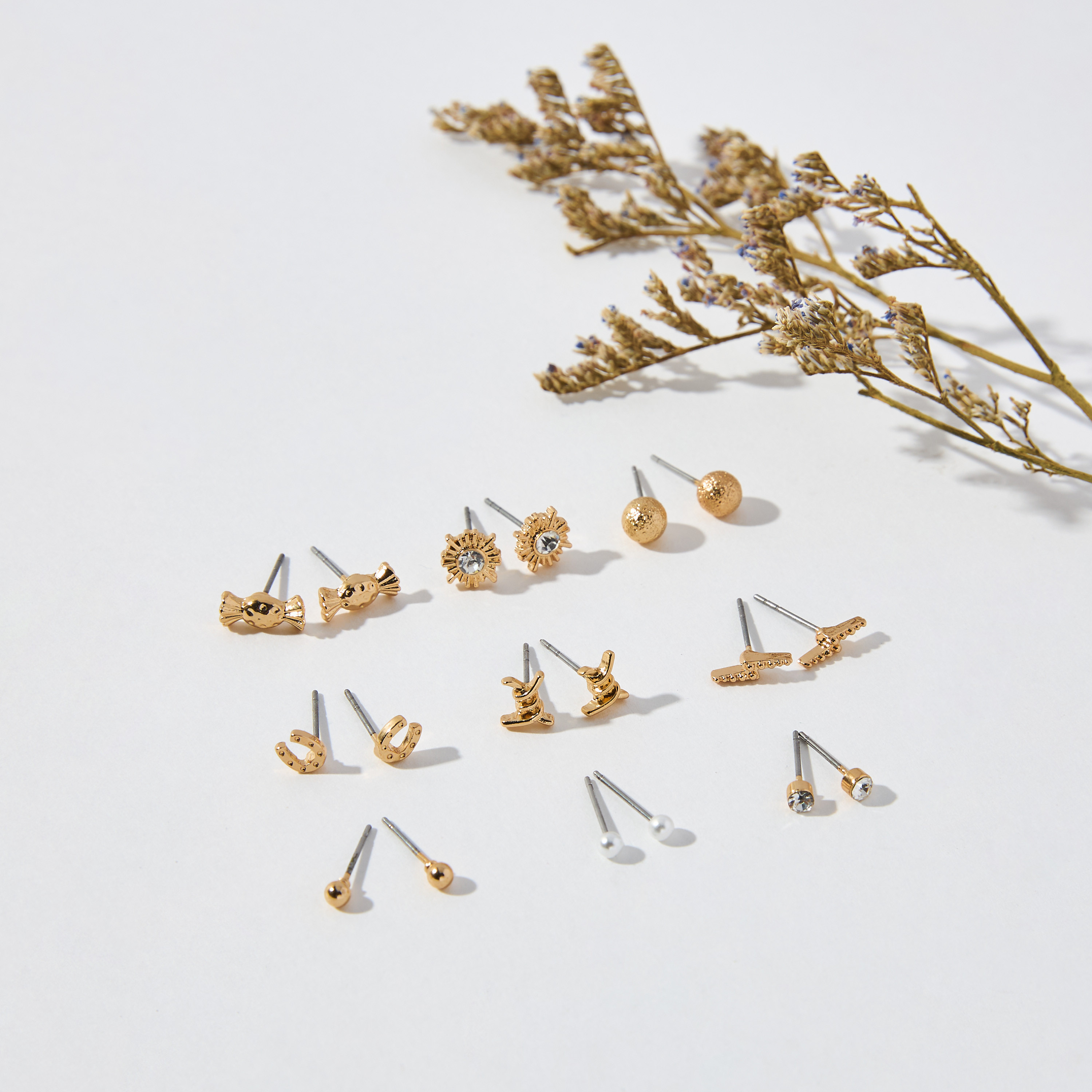 Assorted Stud Earrings with Pushback Closure - Set of 9-women-watchesandjewellery-jewellery-earrings-image-1