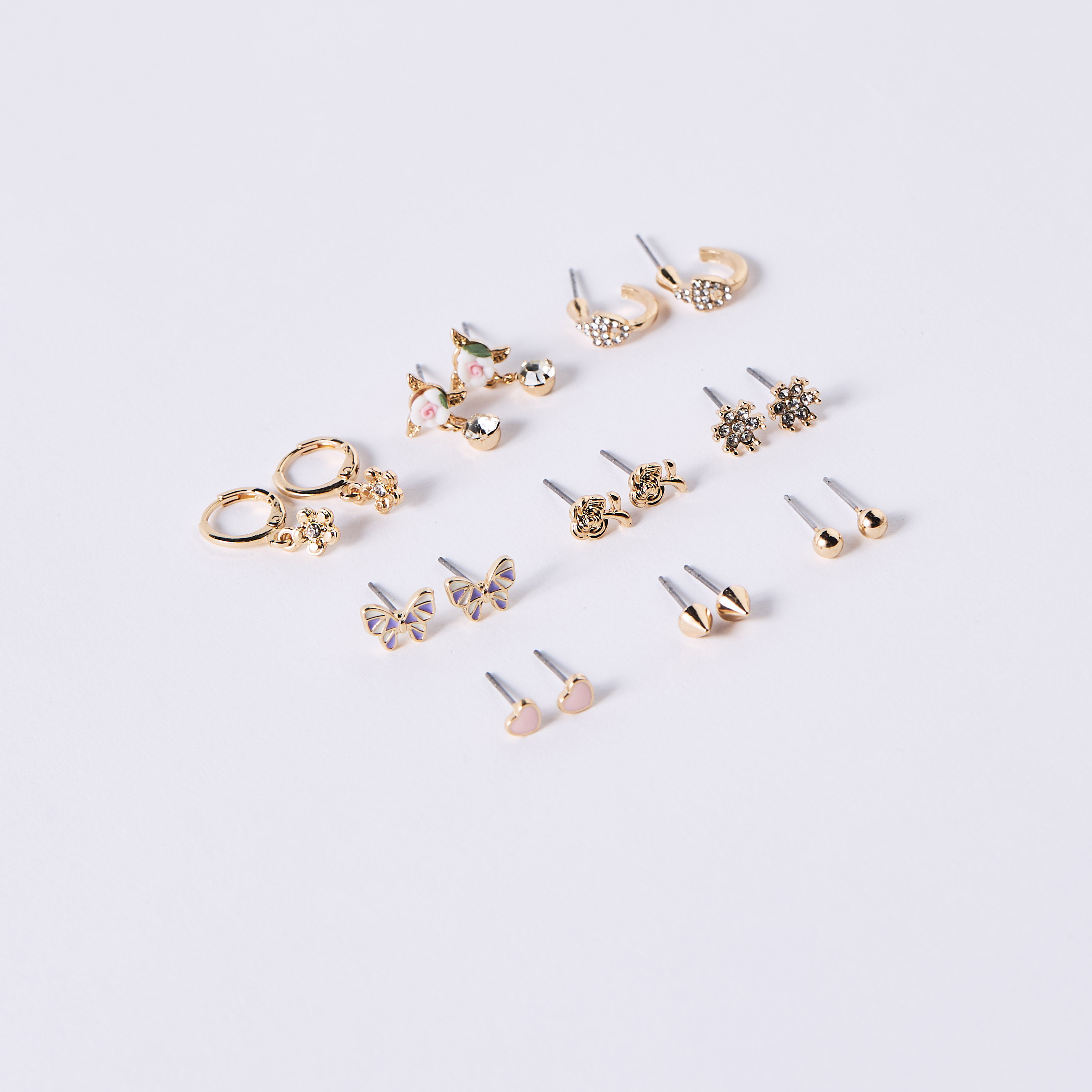 حلقان متنوعة بمكبس إغلاق خلفي - طقم من 9-women-watchesandjewellery-jewellery-earrings-image-2
