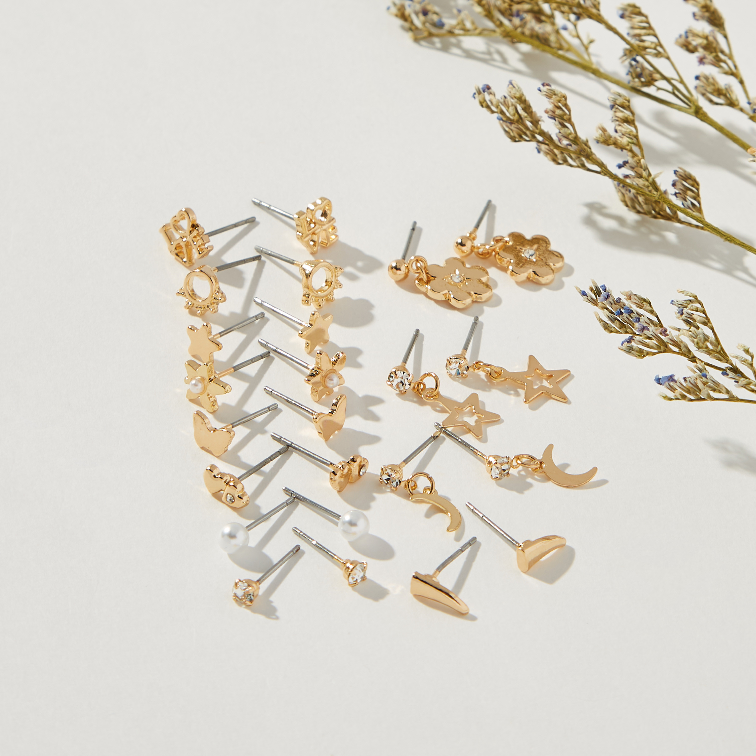 طقم حلقان 12 زوج متنوعة بمكبس إغلاق خلفي-women-watchesandjewellery-jewellery-earrings-image-1