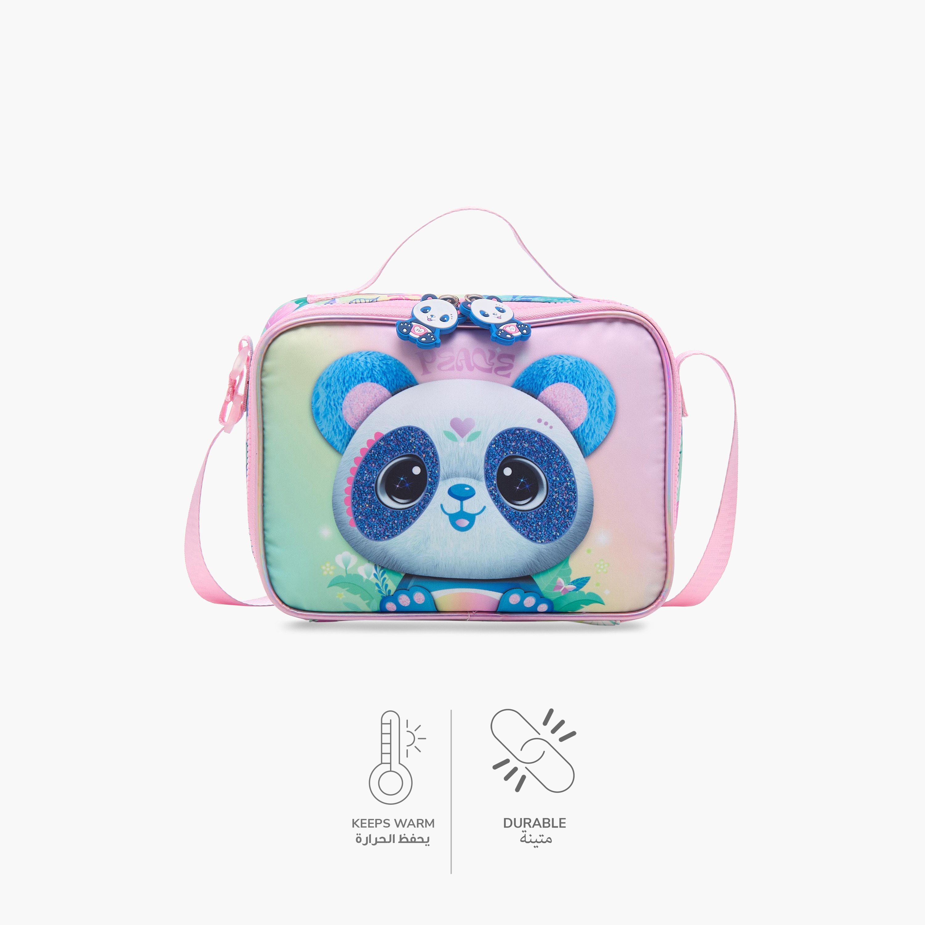 Juniors Panda Print Lunch Bag with Adjustable Strap and Zip Closure-school-lunchessentials-lunchbags-image-4