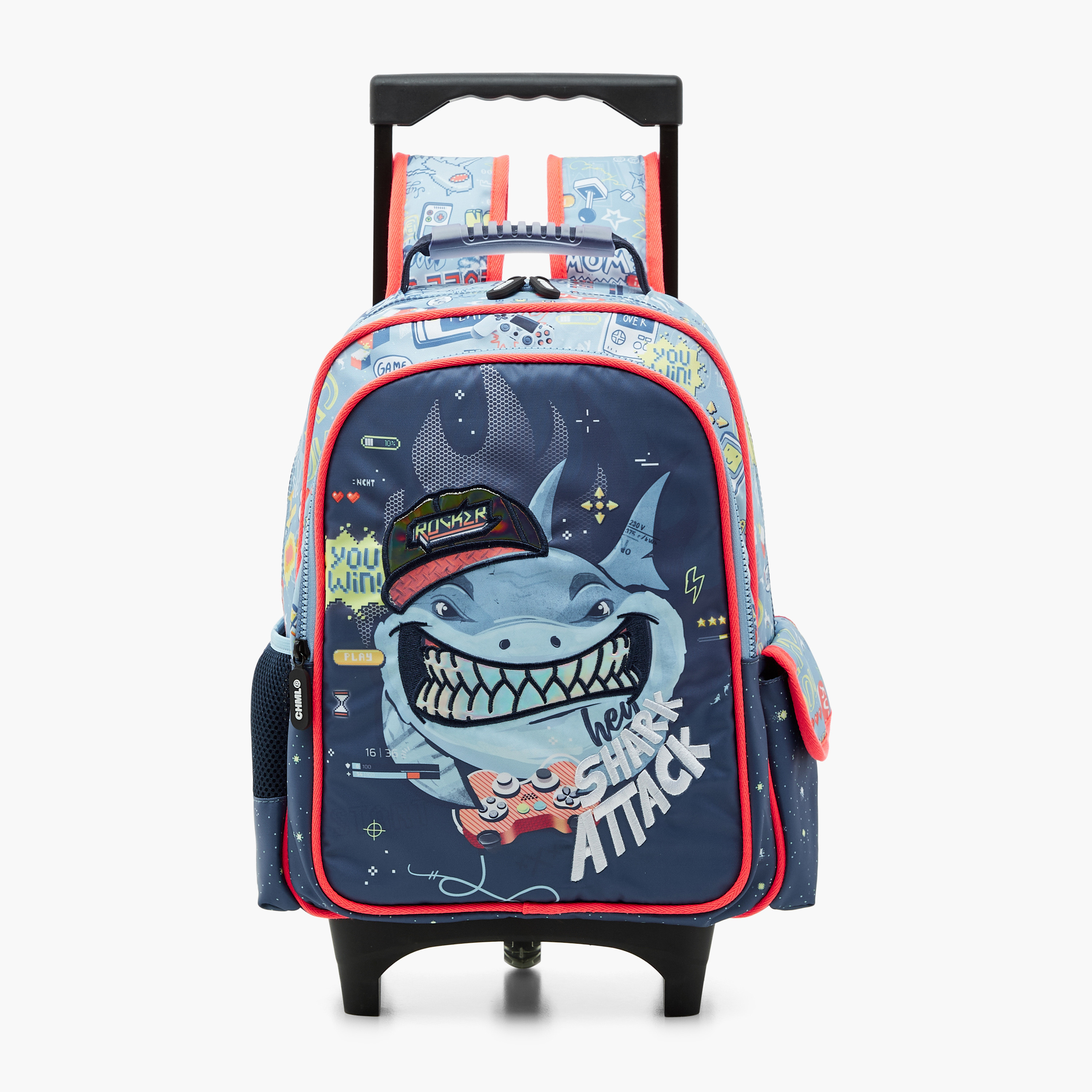 Juniors All-Over Print Trolley Backpack with Retractable Handle and Zip Closure - 14 inches-school-bagsandbackpacks-trolleybags-image-1