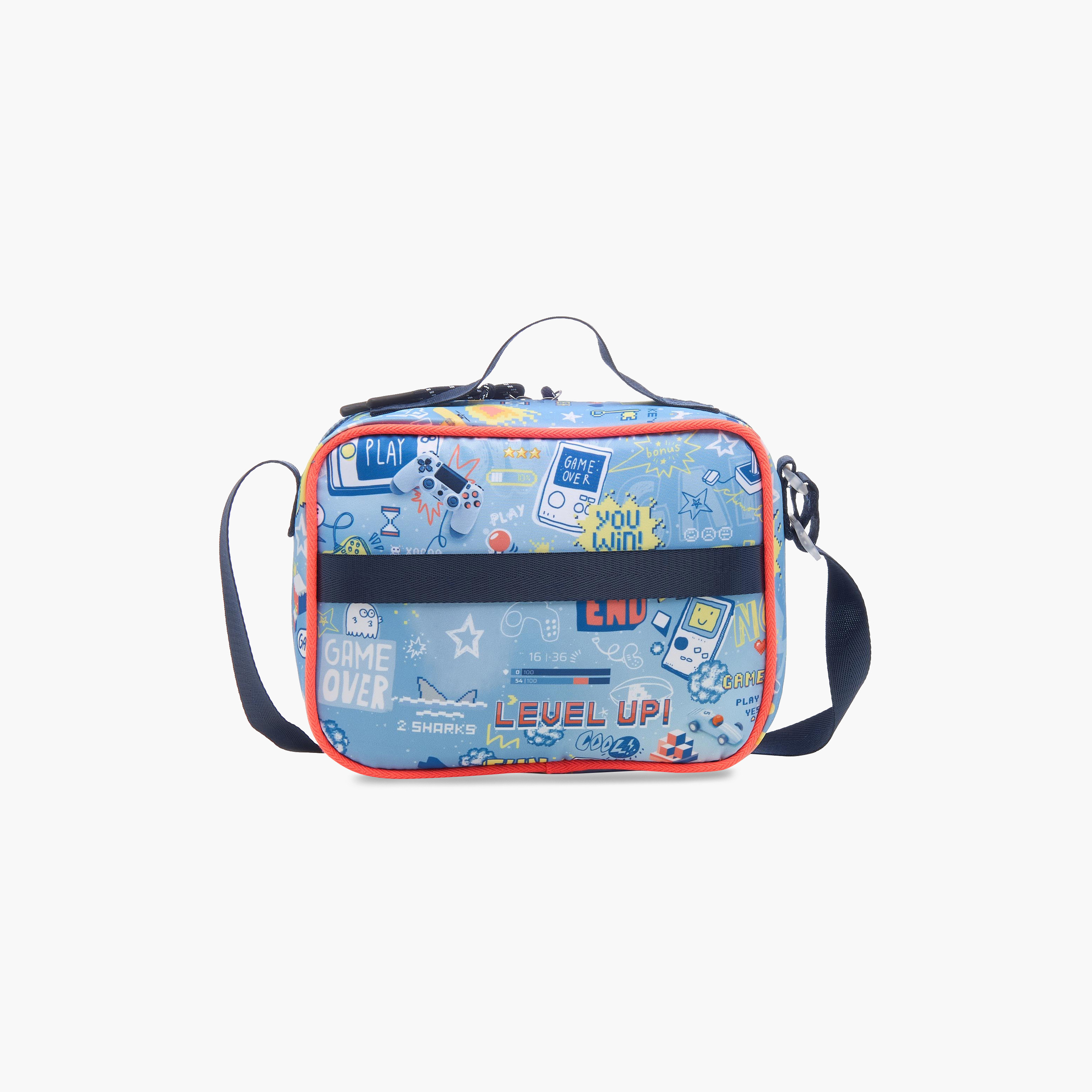 Juniors Shark Print Lunch Bag with Adjustable Strap and Zip Closure-school-lunchessentials-lunchbags-image-3