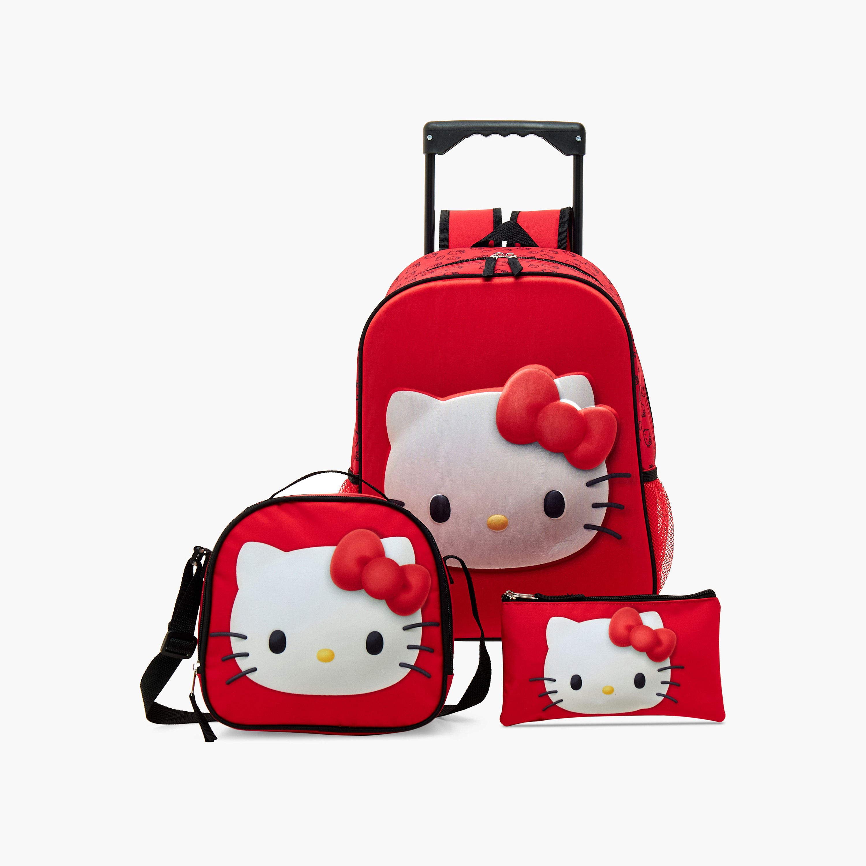 شنطة ظهر ترولي بطبعات هالو كيتي مع شنطة غداء ومقلمة من سانريو - 14 بوصة-school-bagsandbackpacks-trolleybags-image-1
