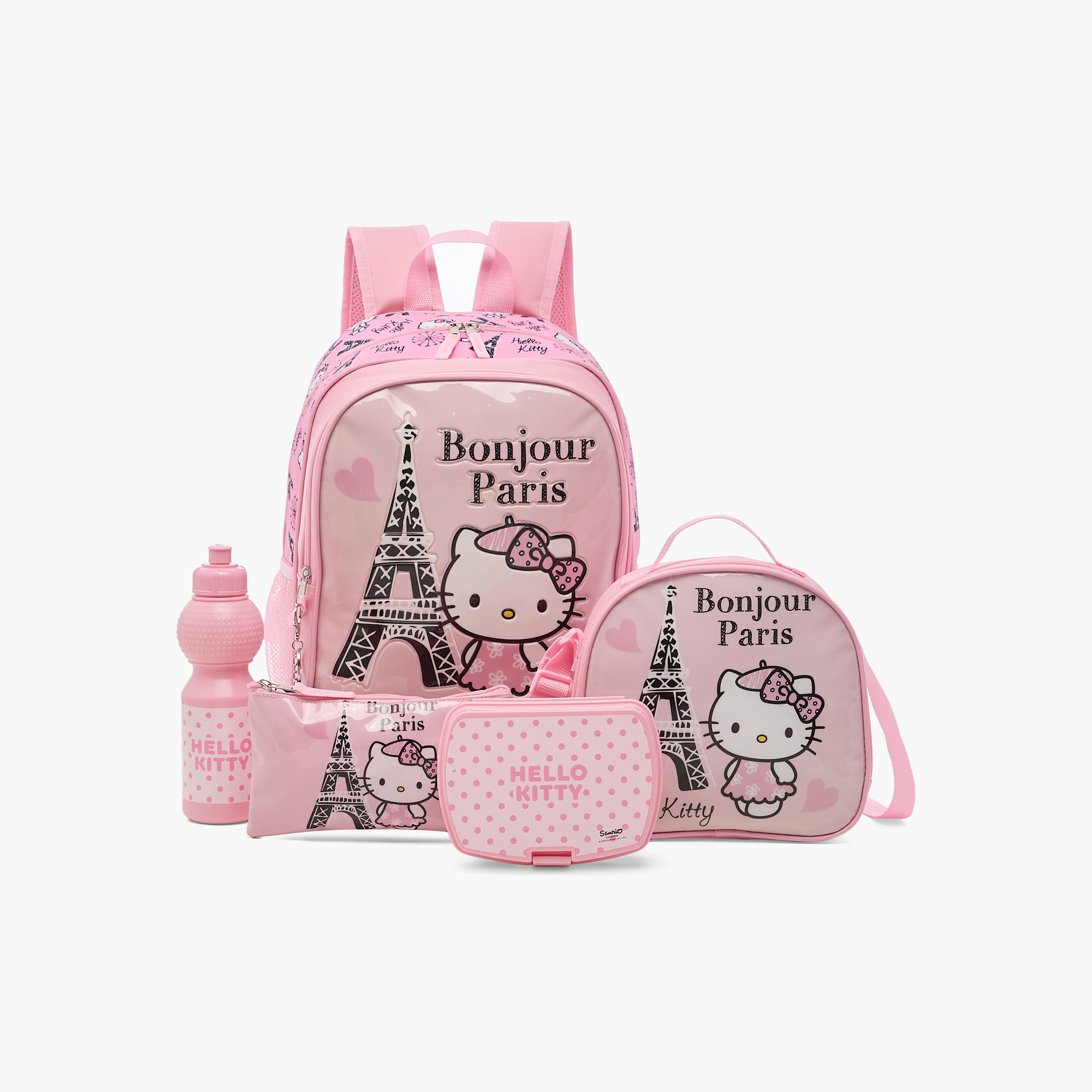 hello kitty 5 piece backpack set with Lunch Bag Pc of 16" School Bag, Tattoos, More Purchase is for a 5 piece set that includes Buy Sanrio Hello Kitty Print