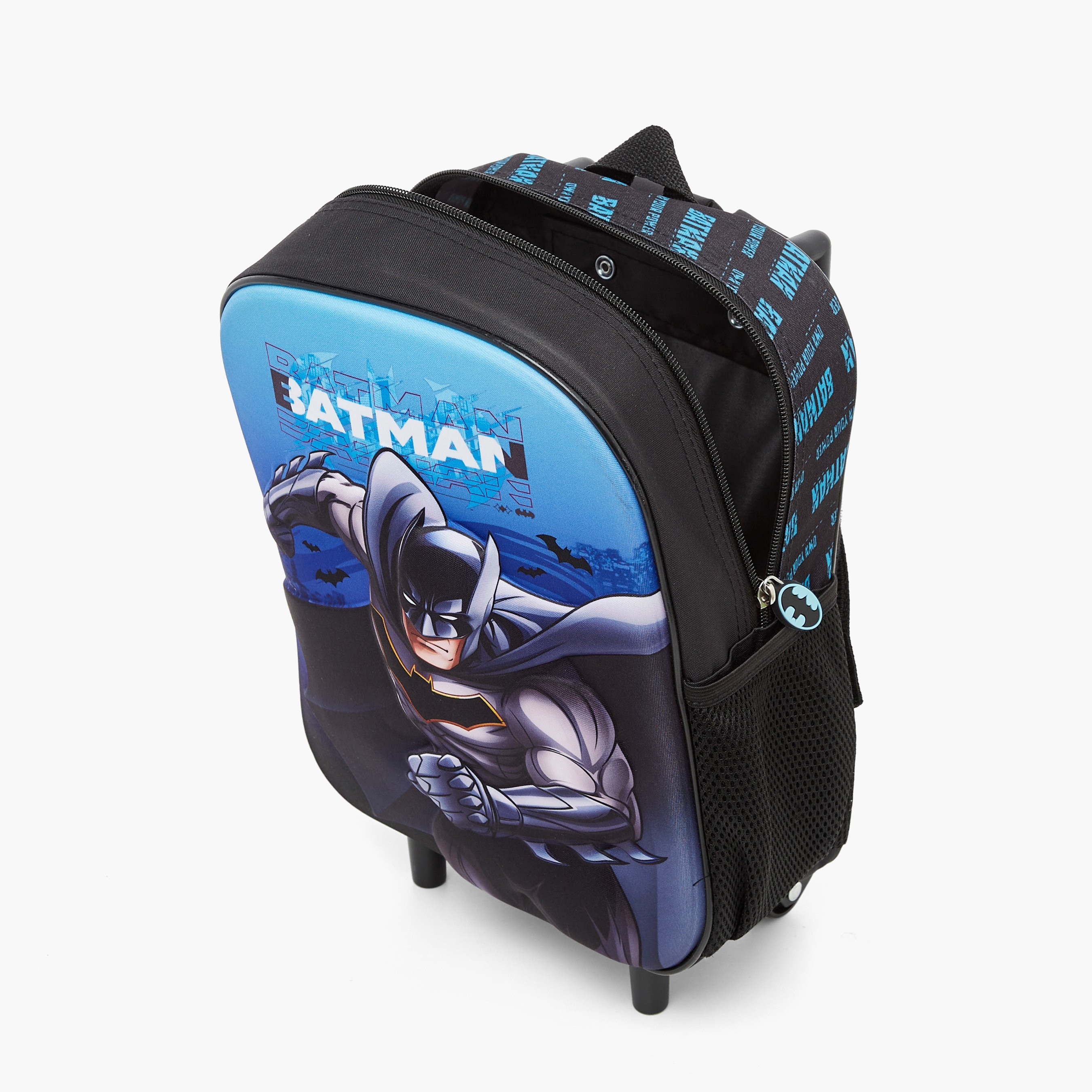 Batman Print Trolley Backpack with Lunch Bag and Pencil Pouch - 12 inches-school-bagsandbackpacks-trolleybags-image-12