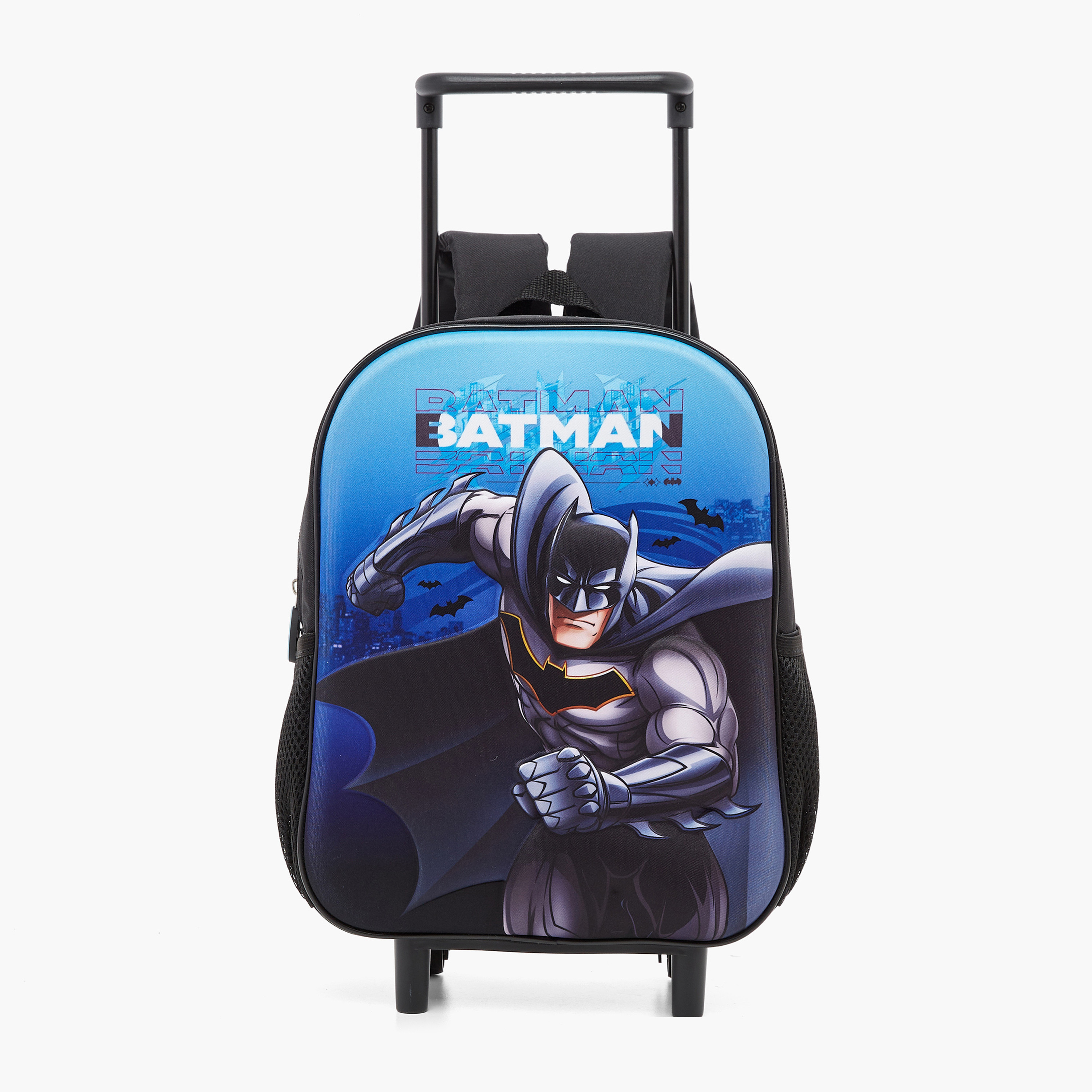 Batman Print Trolley Backpack with Lunch Bag and Pencil Pouch - 12 inches-school-bagsandbackpacks-trolleybags-image-2