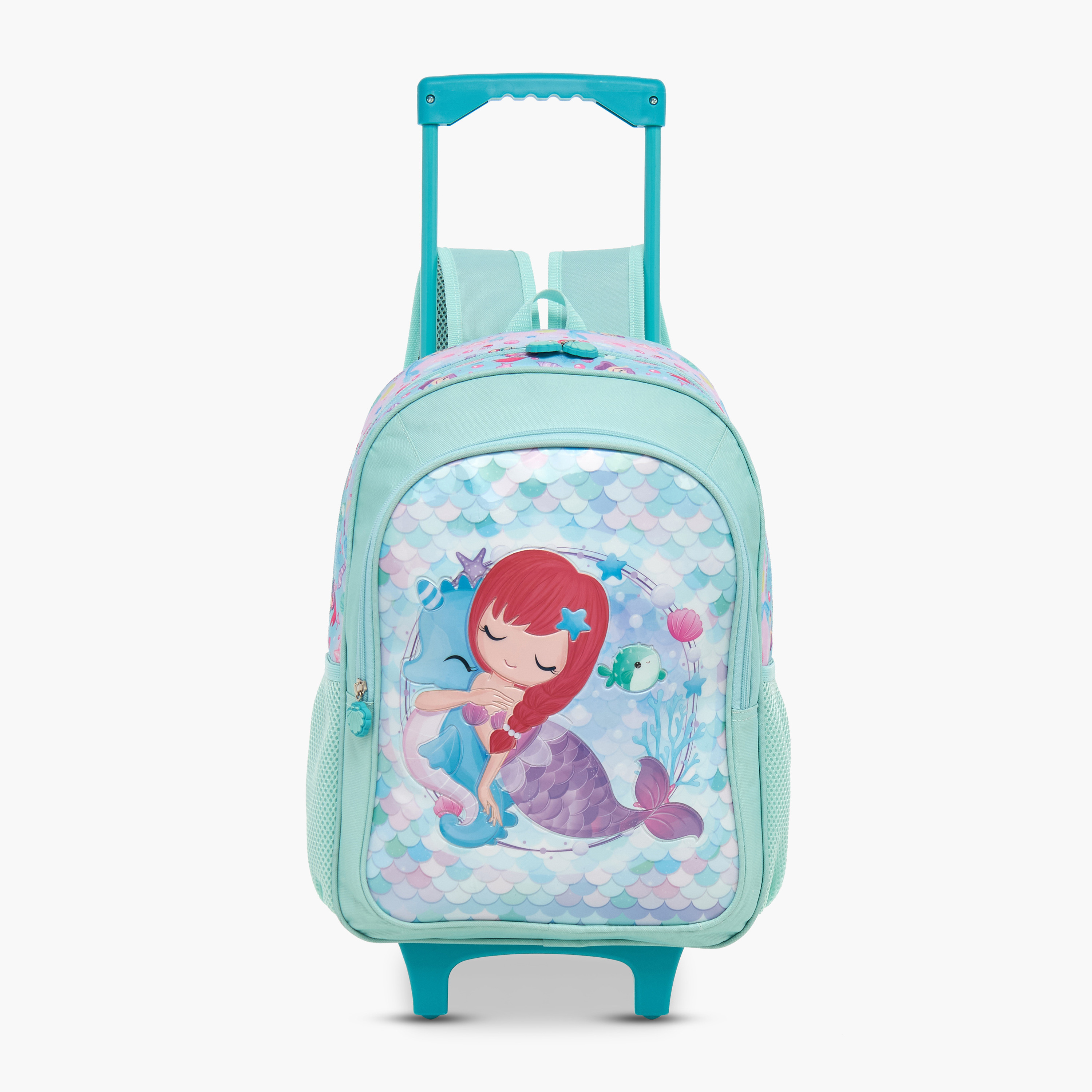 Juniors Mermaid Print Trolley Backpack with Lunch Bag and Pencil Pouch - 16 inches-school-bagsandbackpacks-trolleybags-image-2