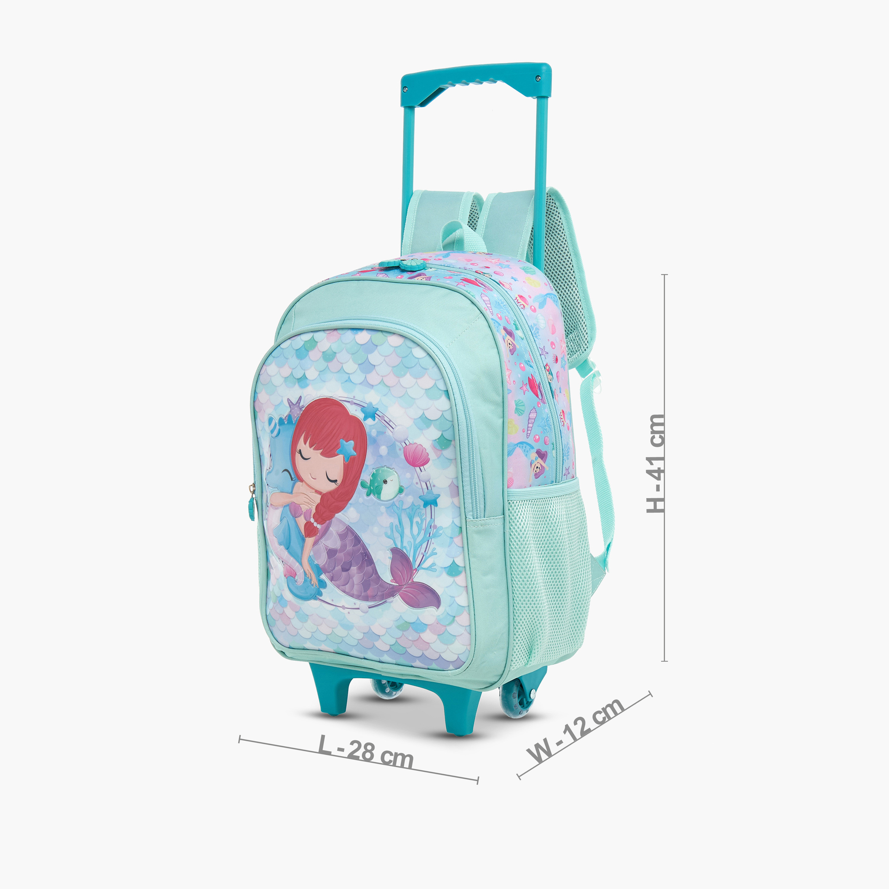 Juniors Mermaid Print Trolley Backpack with Lunch Bag and Pencil Pouch - 16 inches-school-bagsandbackpacks-trolleybags-image-3