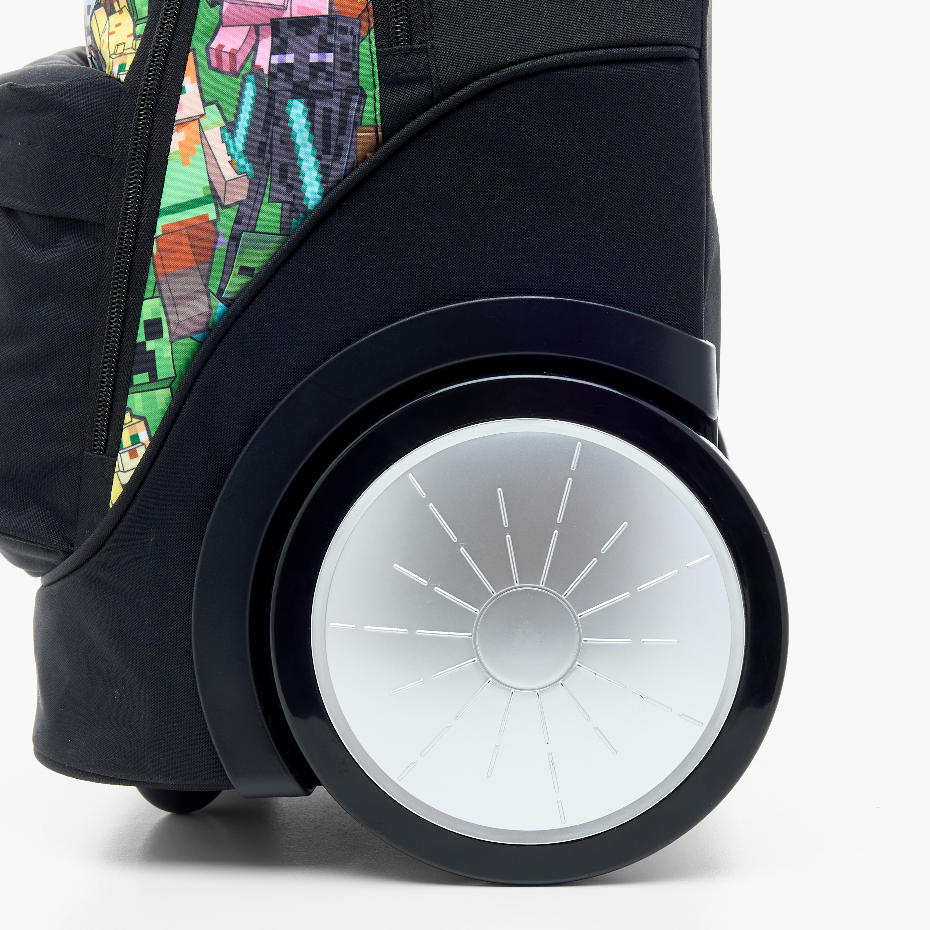 شنطة ظهر ترولي بعجلات كبيرة مع سحاب إغلاق بطبعات ماينكرافت - 18 بوصة-school-bagsandbackpacks-trolleybags-image-10