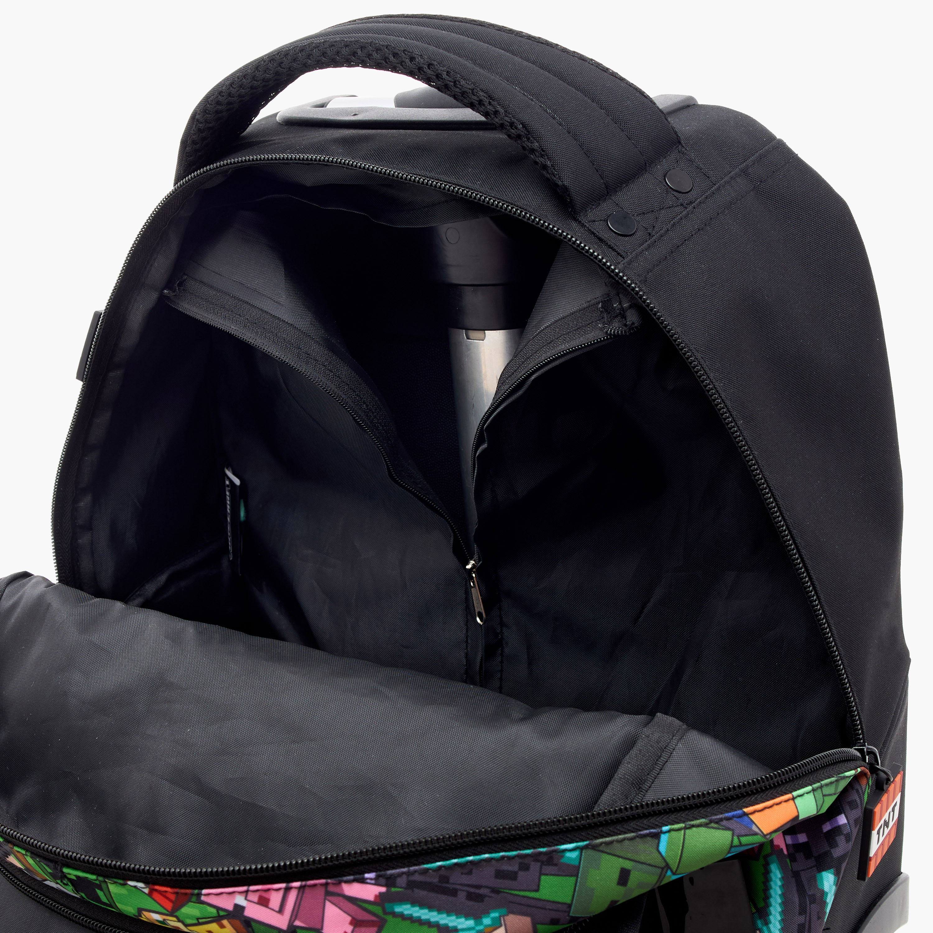 شنطة ظهر ترولي بعجلات كبيرة مع سحاب إغلاق بطبعات ماينكرافت - 18 بوصة-school-bagsandbackpacks-trolleybags-image-11