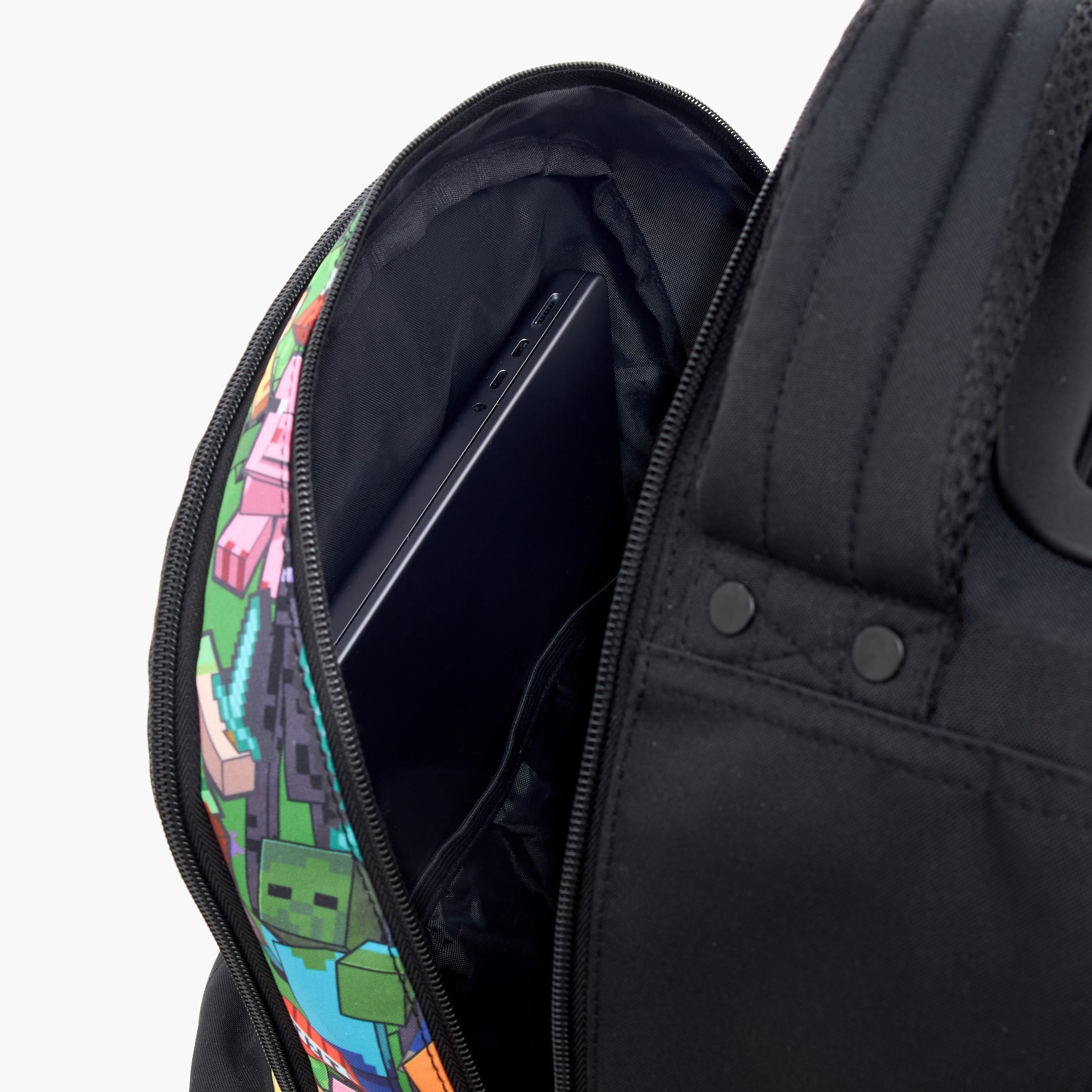 شنطة ظهر ترولي بعجلات كبيرة مع سحاب إغلاق بطبعات ماينكرافت - 18 بوصة-school-bagsandbackpacks-trolleybags-image-14