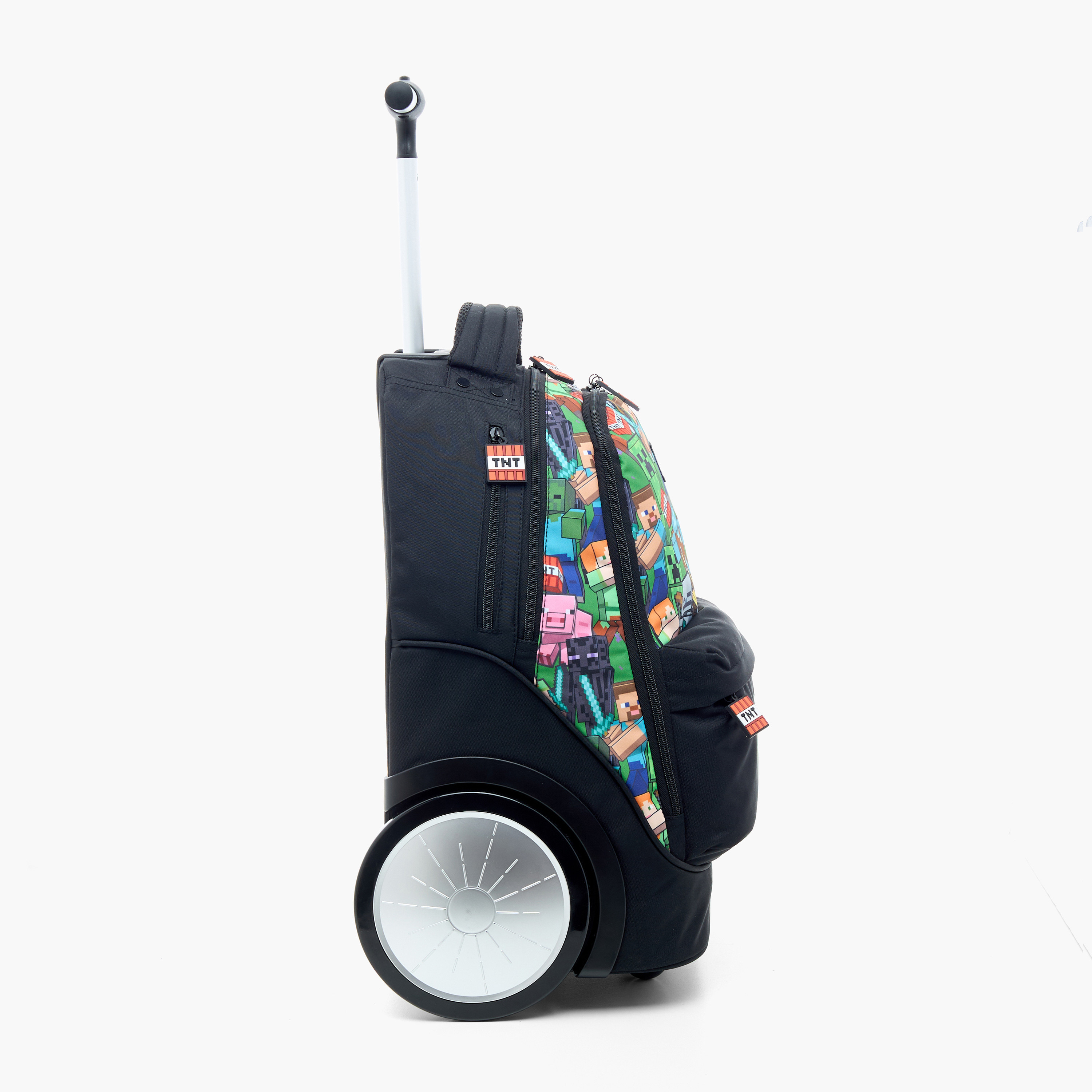 شنطة ظهر ترولي بعجلات كبيرة مع سحاب إغلاق بطبعات ماينكرافت - 18 بوصة-school-bagsandbackpacks-trolleybags-image-3