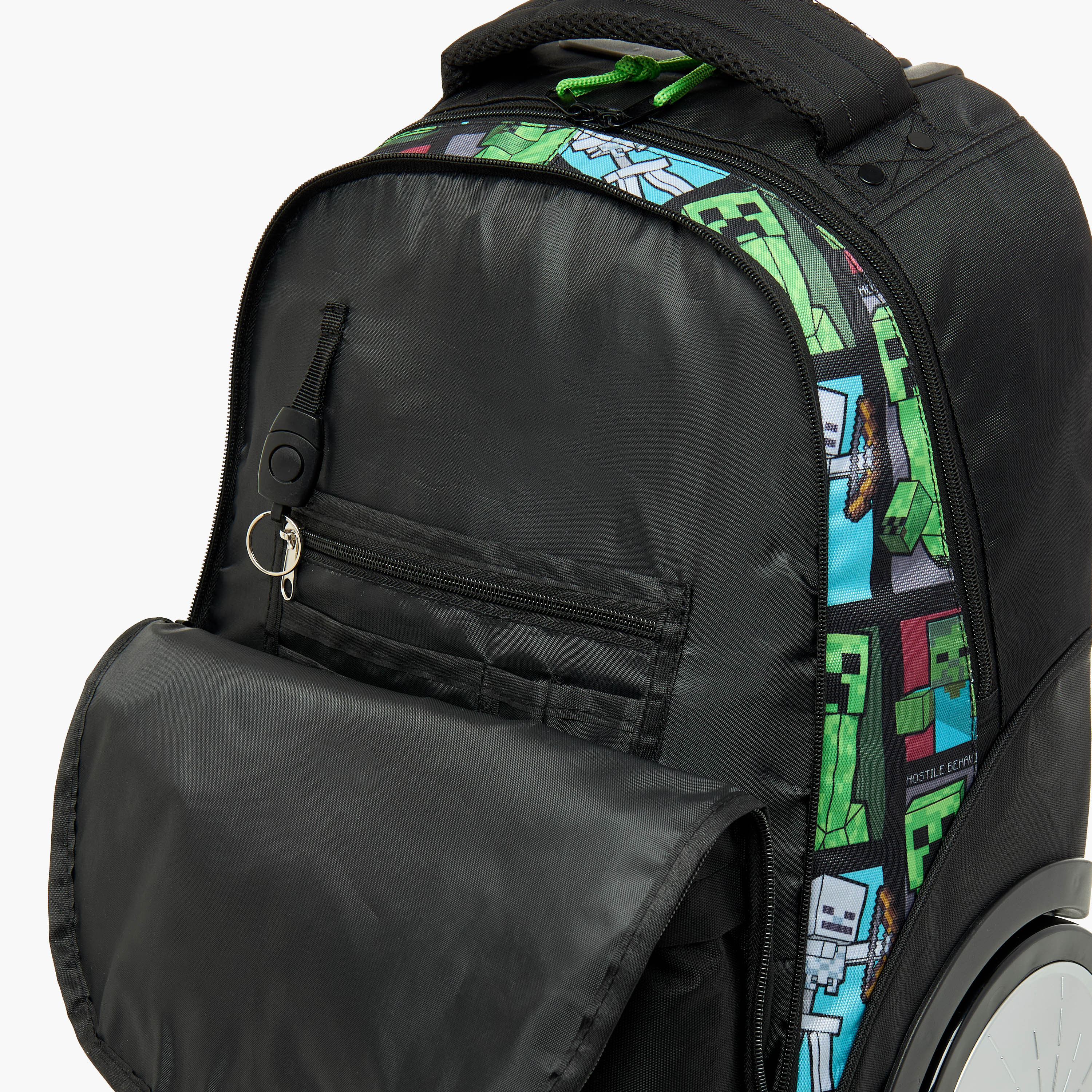 شنطة ترولي بمقبض قابل للسّحب وطبعات ماينكرافت - 18 بوصة-school-bagsandbackpacks-trolleybags-image-10