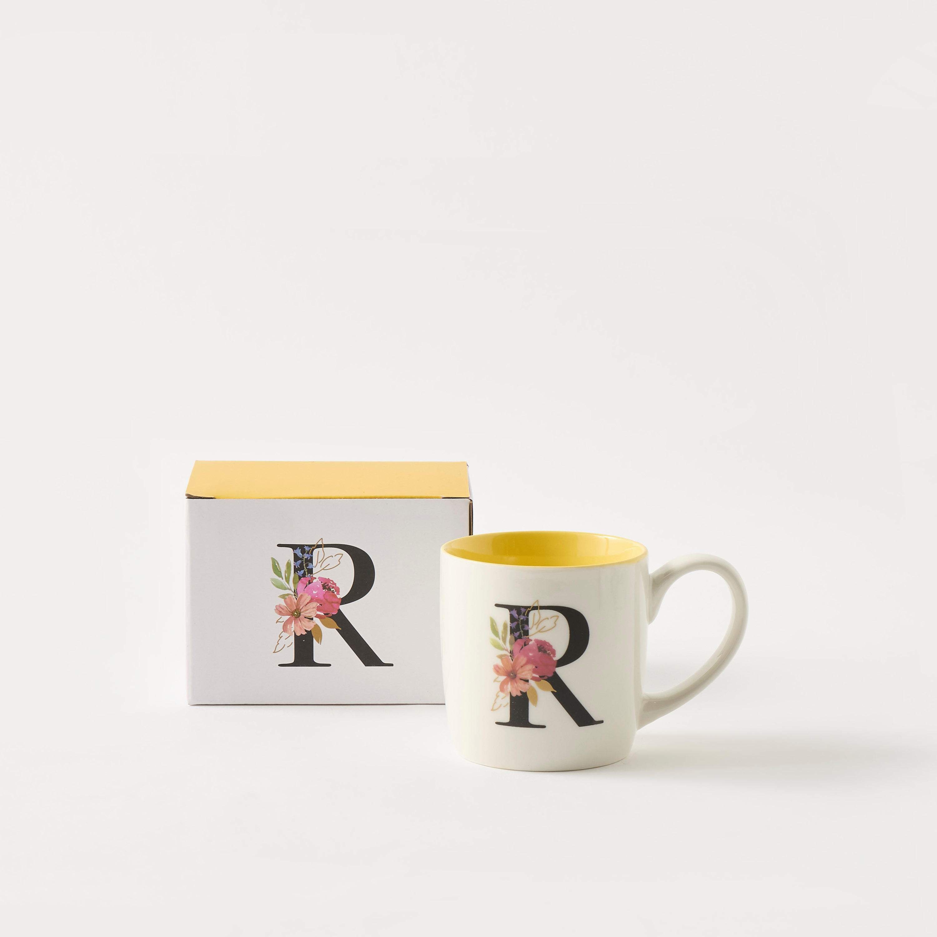 Floral Print Ceramic Mug with Initial A - 260 ml-household-dining-teaandcoffee-mugsandcups-image-2
