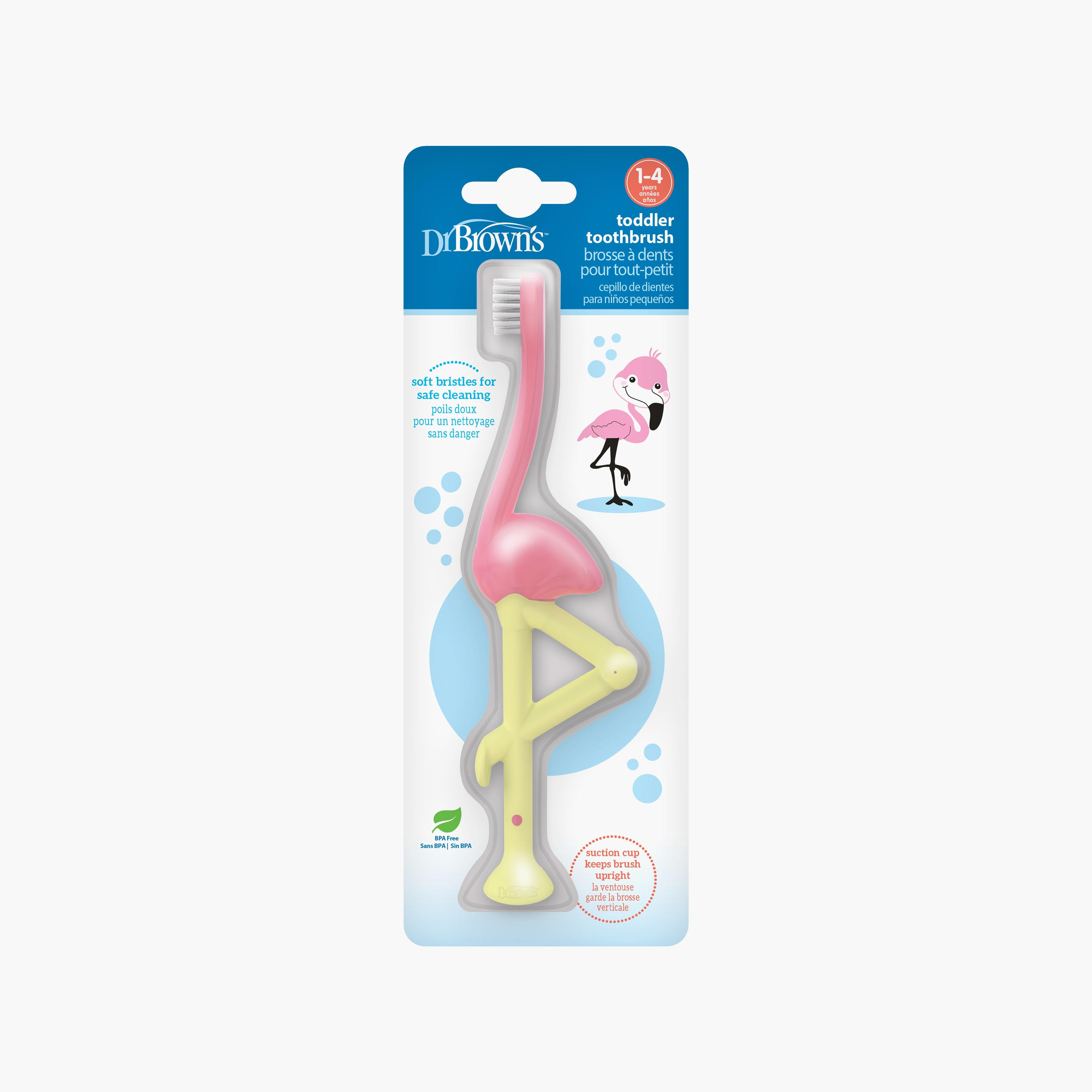 Dr. Brown's Toddler Toothbrush, Flamingo, Pink-baby-bathandcare-oralcare-image-3