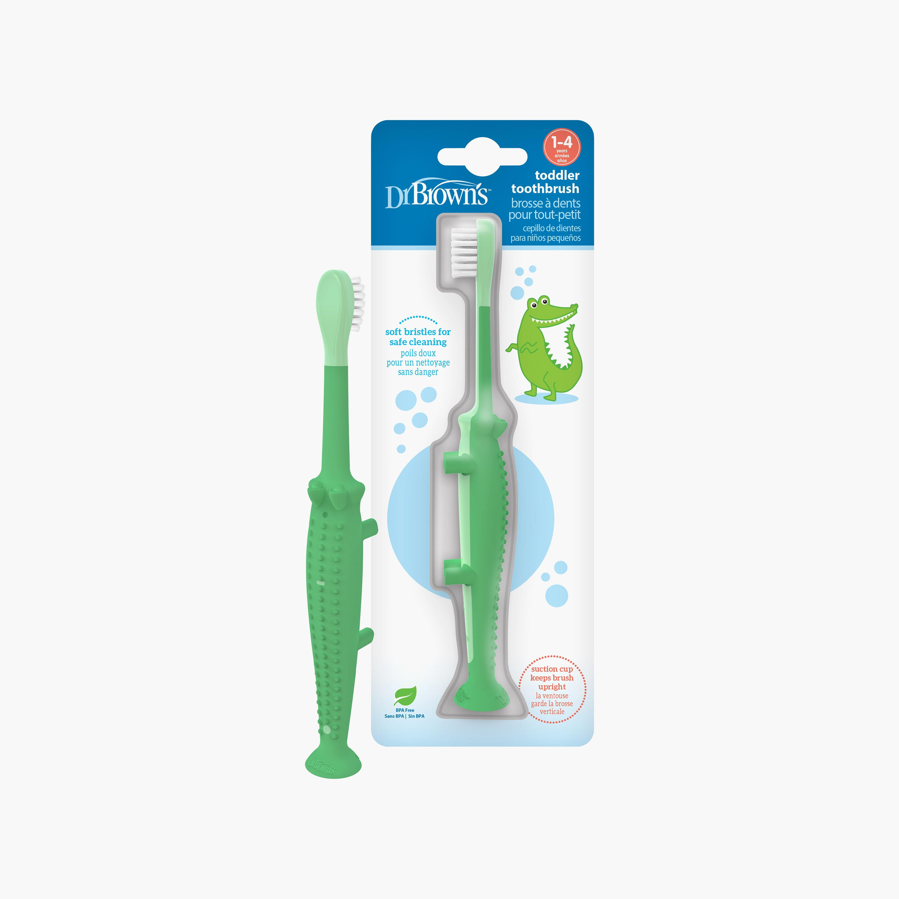 Dr. Brown's Toddler Toothbrush, Crocodile, Green-baby-bathandcare-oralcare-image-3