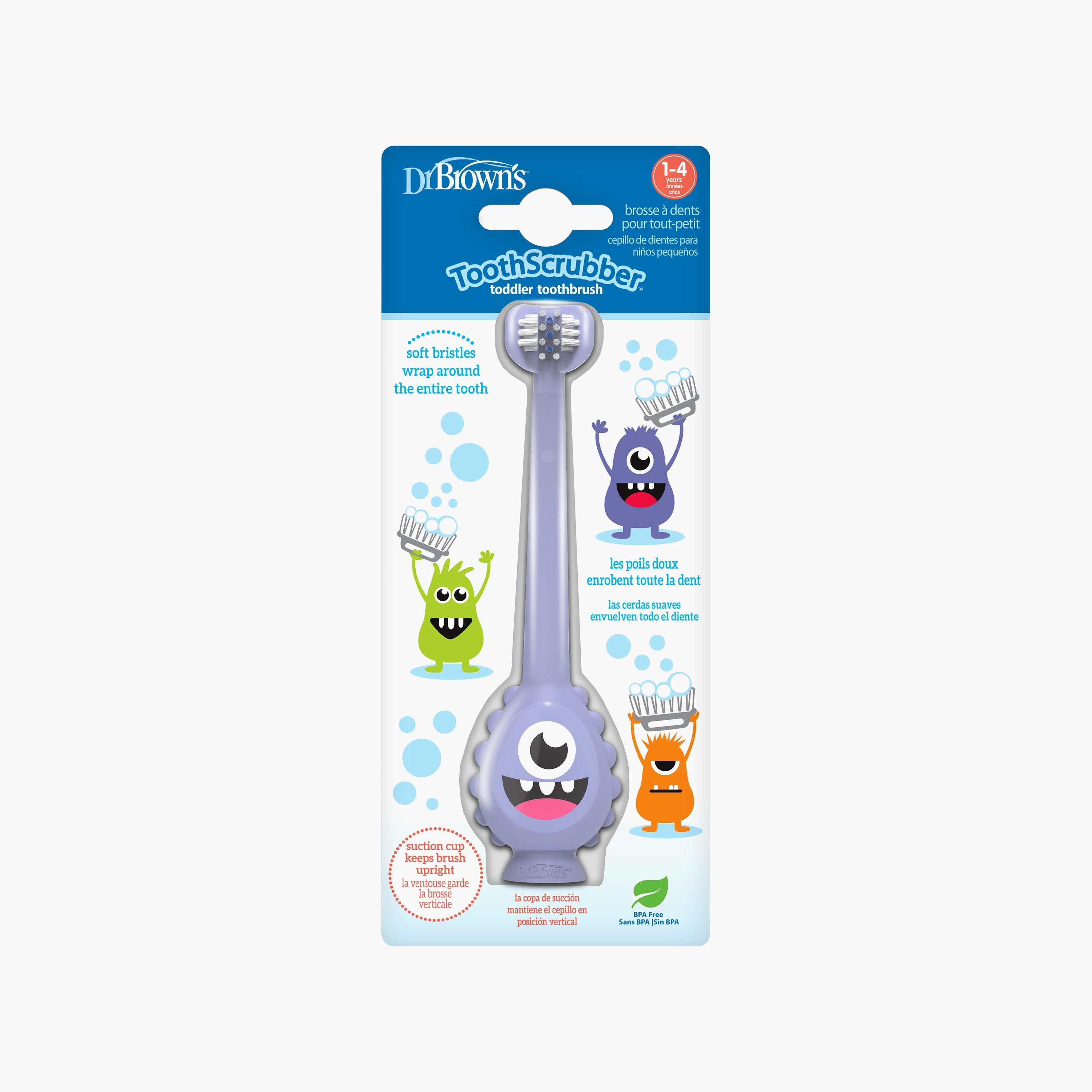 فرشاة أسنان تووثسكرابر من دكتور براونز، مونستر، أرجواني-baby-bathandcare-oralcare-image-2