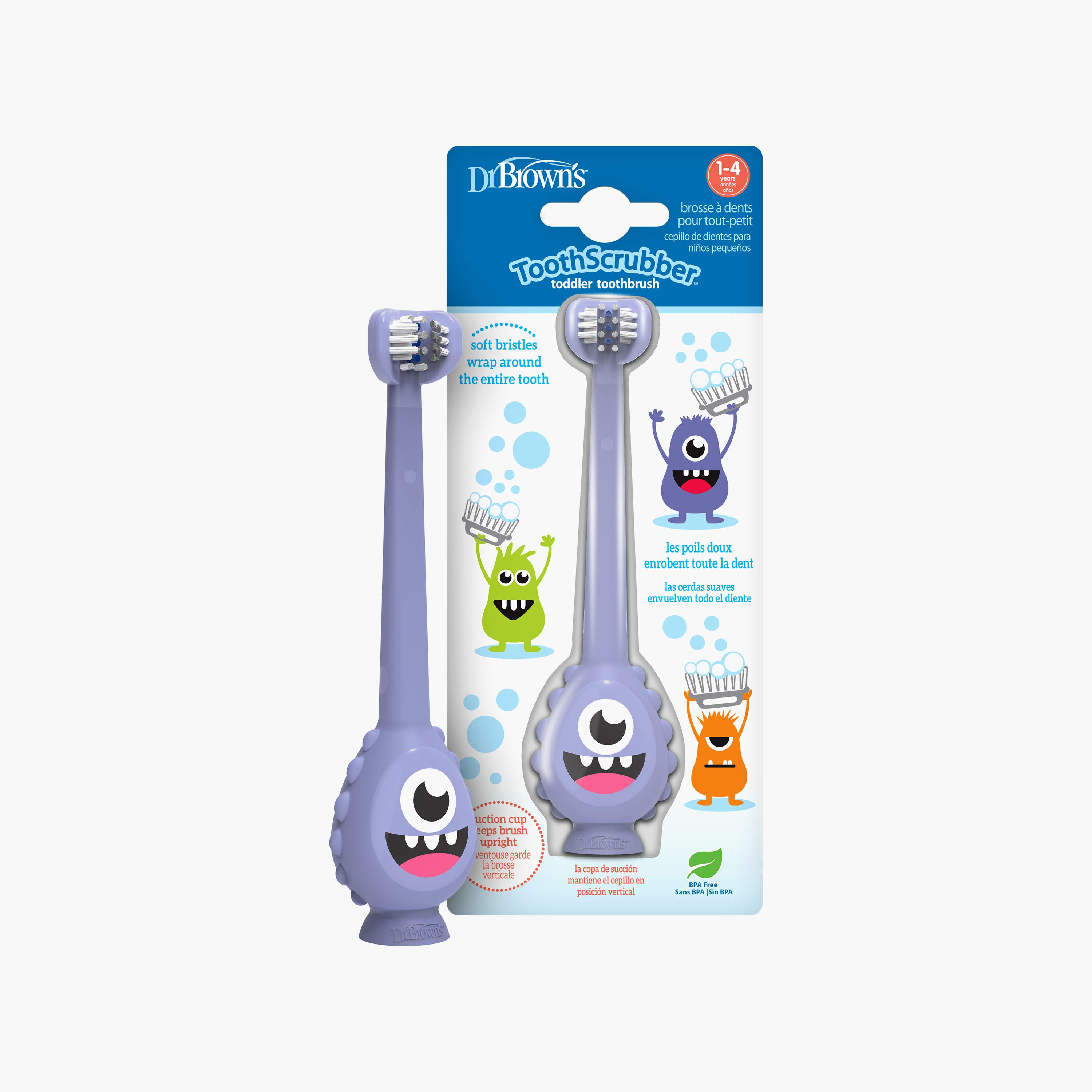 فرشاة أسنان تووثسكرابر من دكتور براونز، مونستر، أرجواني-baby-bathandcare-oralcare-image-4