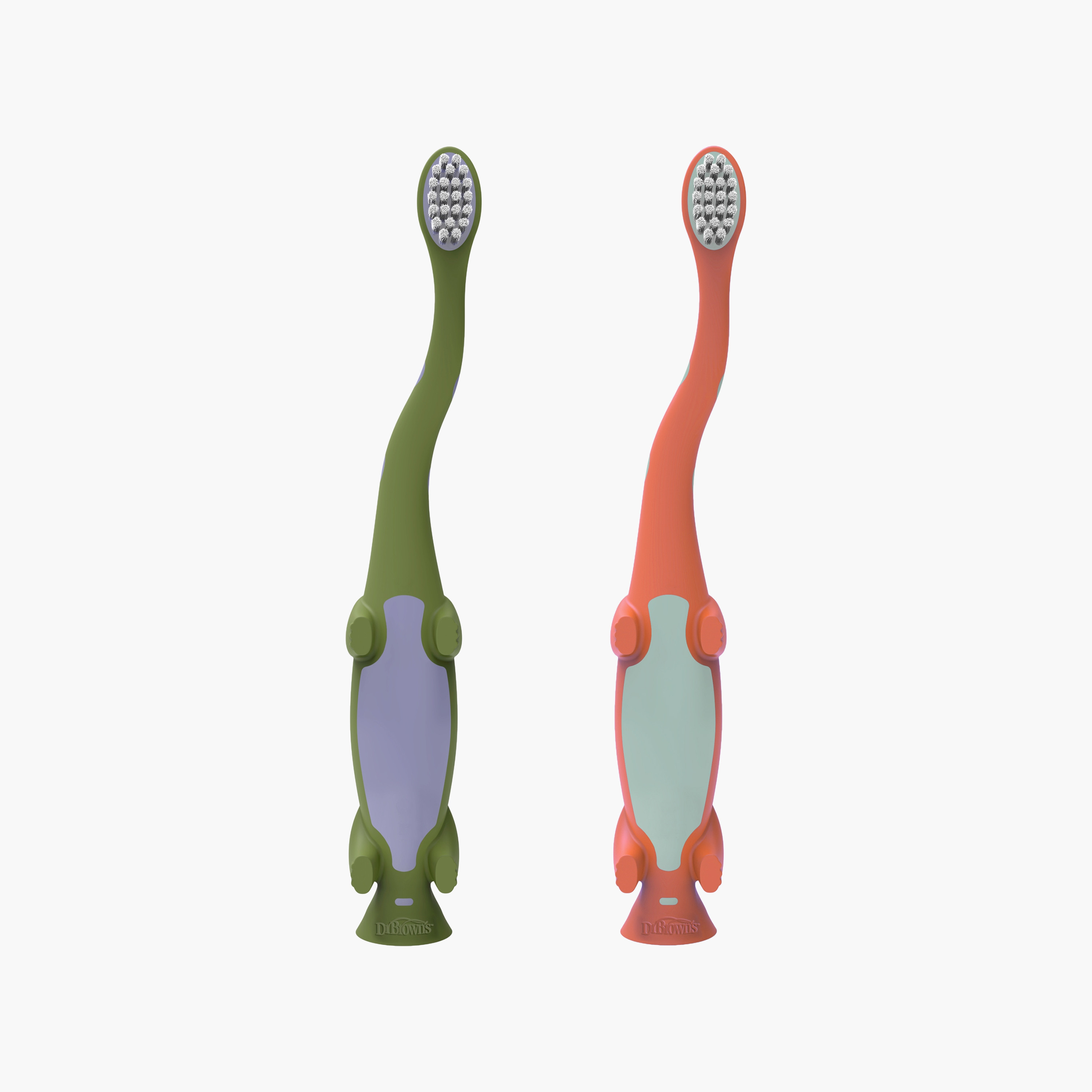 Dr. Brown's 2-Piece Toddler Toothbrushes, Green & Orange-baby-bathandcare-oralcare-image-2