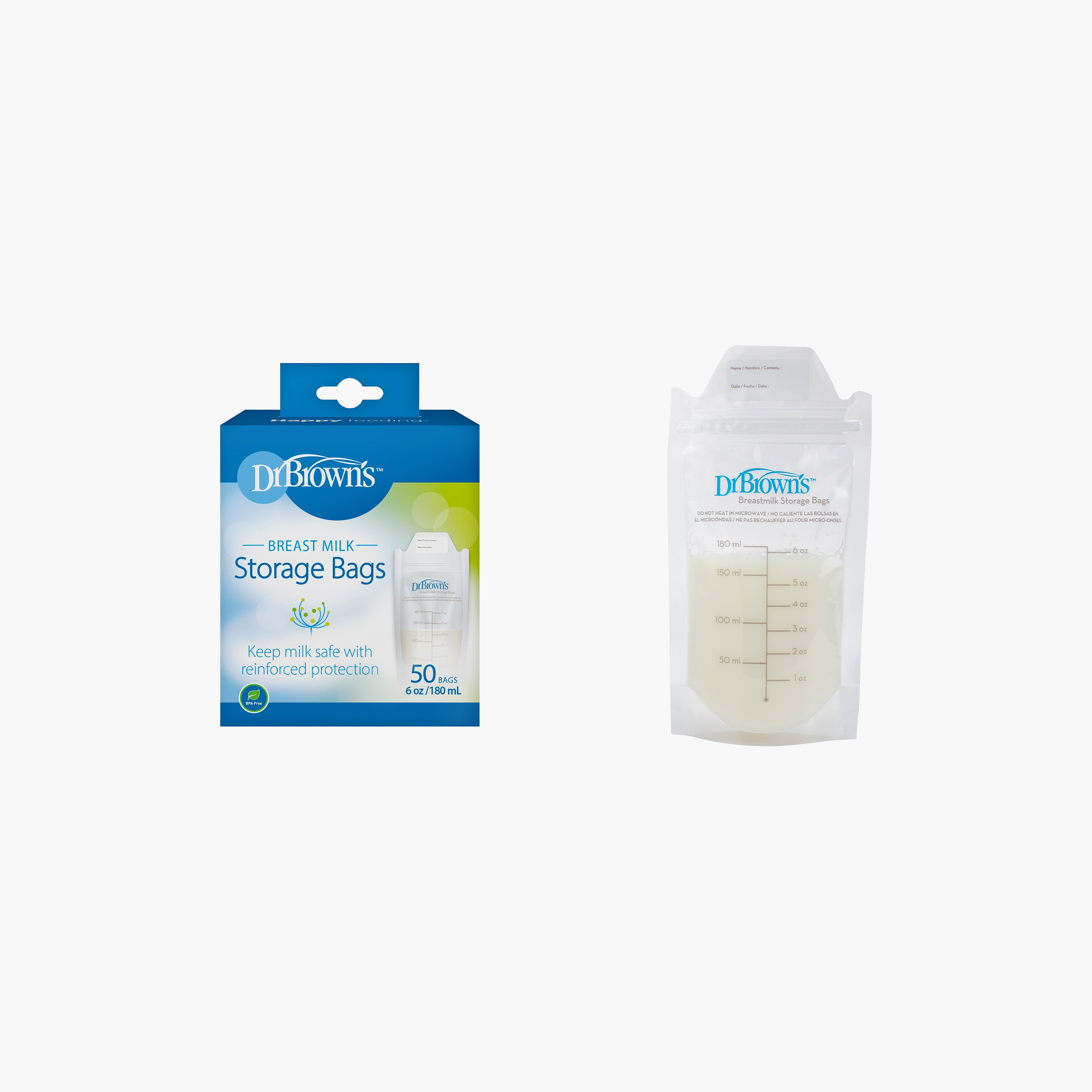 Dr. Brown's 50-Piece Breastmilk Storage Bags, 180 ml-baby-feeding-breastfeedingandcare-image-2