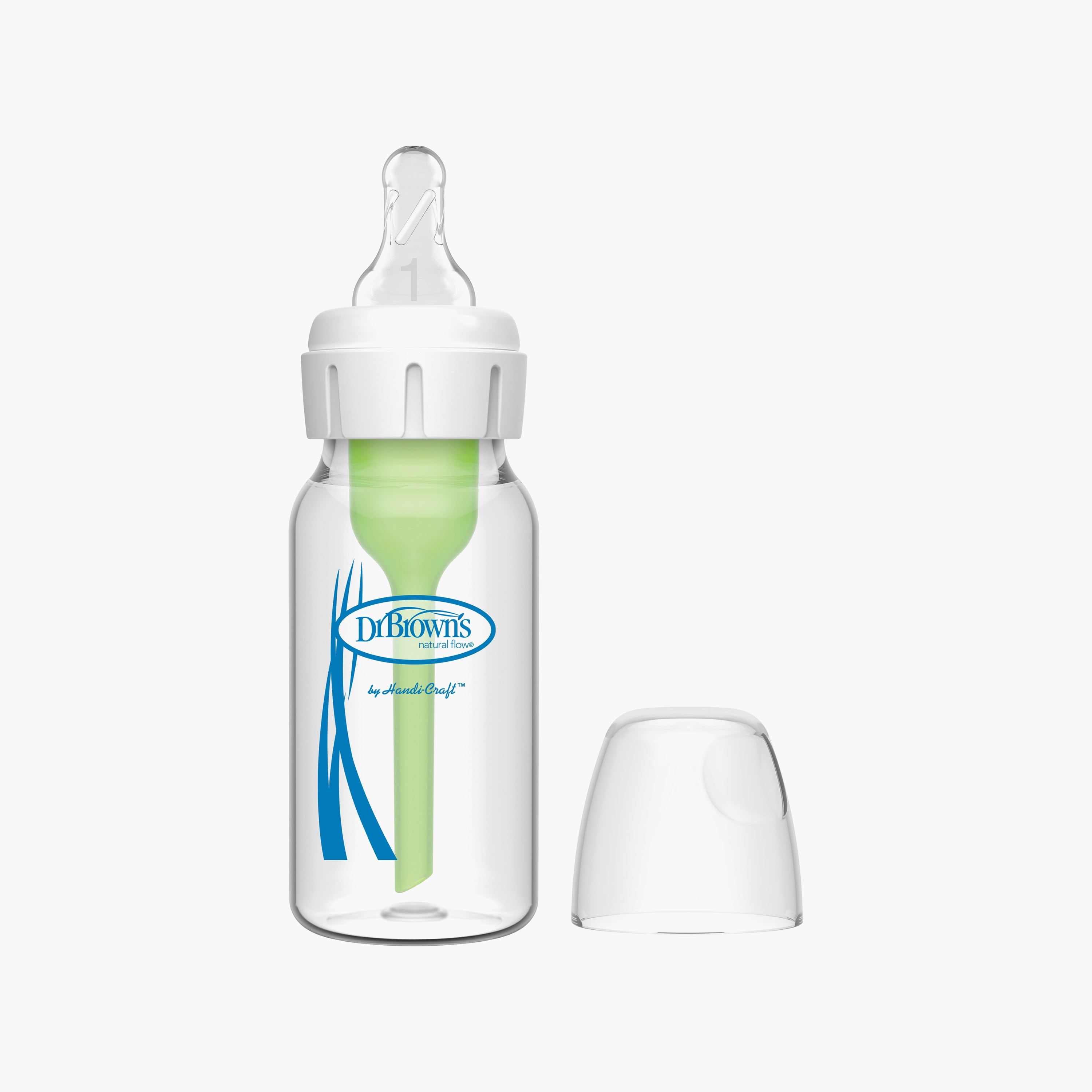 Dr. Brown's Natural Flow Narrow Options+ Glass Feeding Bottle, 120 ml-baby-feeding-feedingbottles-bottlesandteats-image-1
