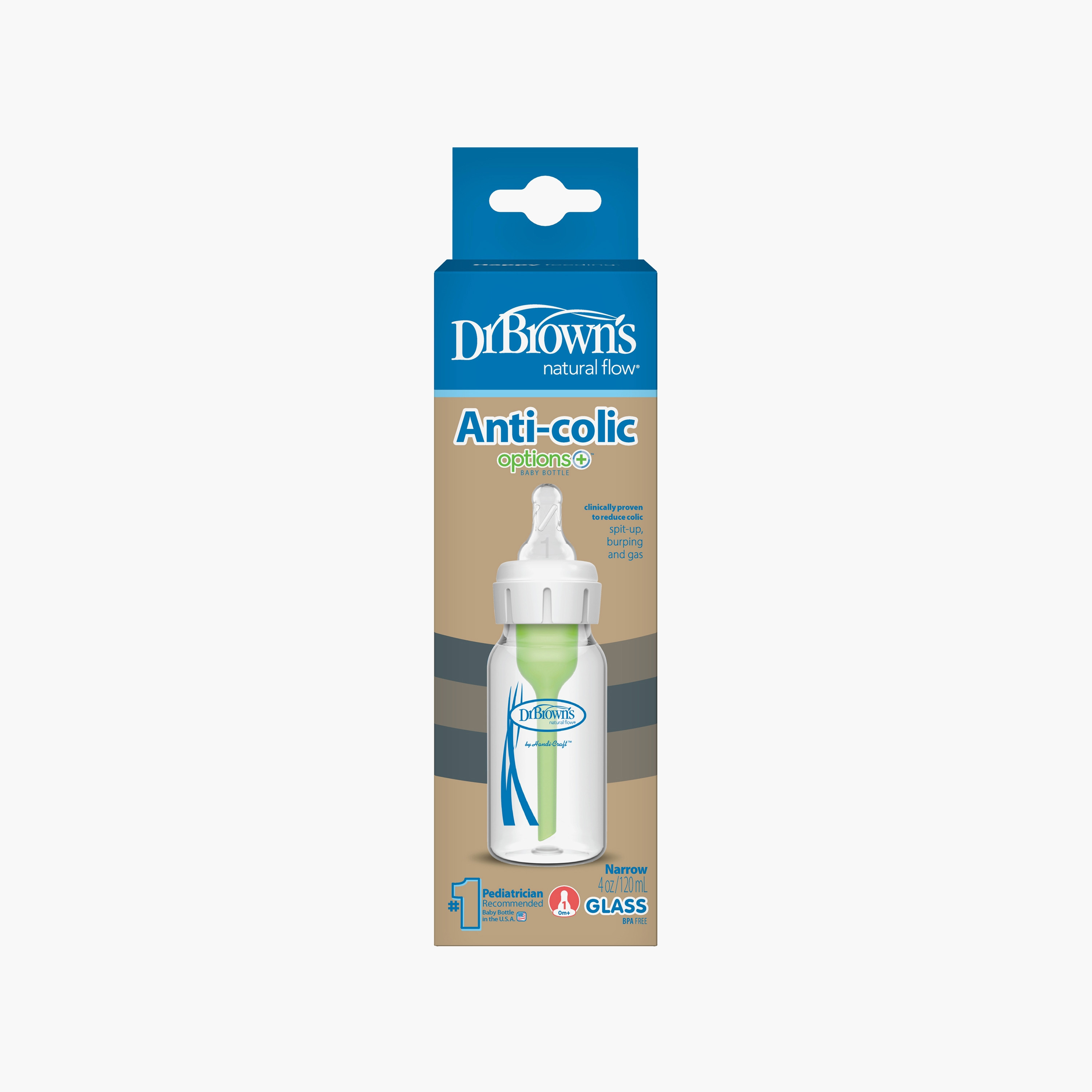 Dr. Brown's Natural Flow Narrow Options+ Glass Feeding Bottle, 120 ml-baby-feeding-feedingbottles-bottlesandteats-image-3
