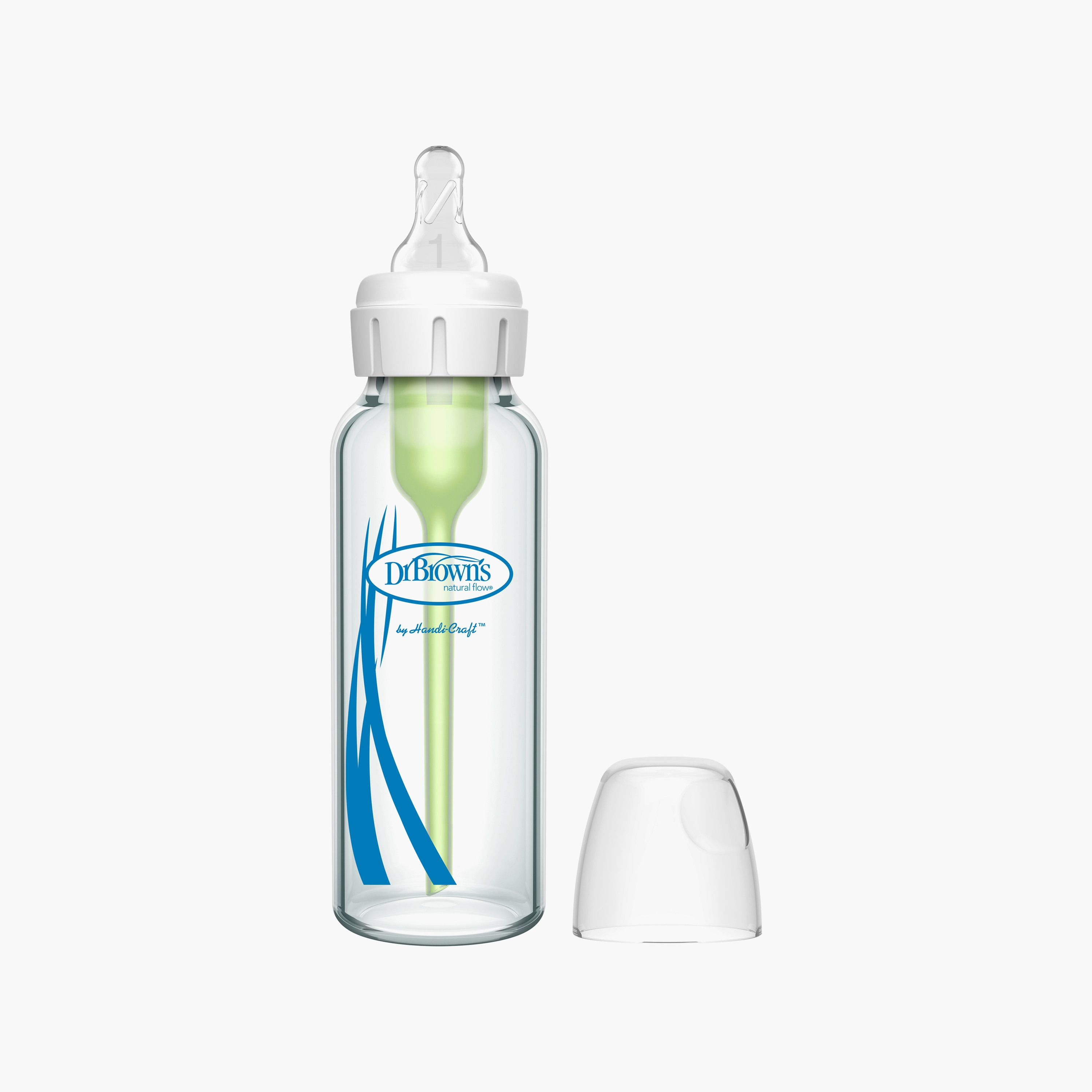 Dr. Brown's Natural Flow Narrow Options+ Glass Feeding Bottle, 250 ml-baby-feeding-feedingbottles-bottlesandteats-image-1
